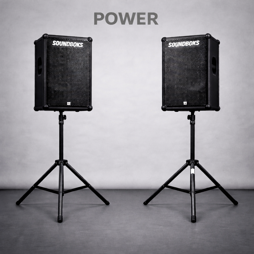 2 Lautsprecher auf Ständern mieten Stuttgart – Soundboks Setup für Party