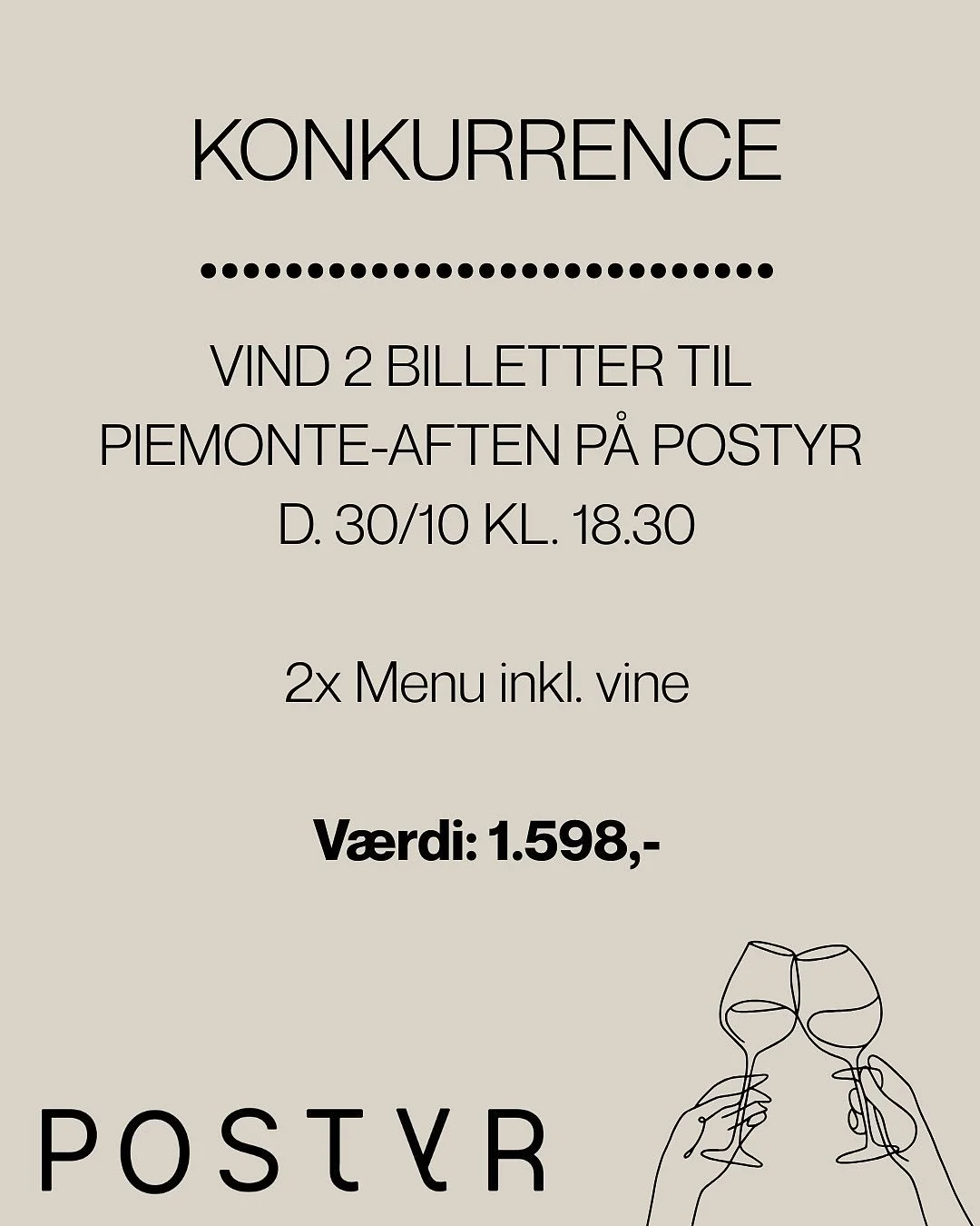 Vi fik lige en god id&eacute;!!💡(Synes vi selv) 

VIND 2 BILLETTER TIL PIEMONTE-AFTEN🍷
V&aelig;rdi: 1.598,-

D. 30/10-25 kl. 18.30 afholder vi winemakers dinner, hvor @viberti_giovanni g&aelig;ster Postyr. Her medbringer Piemonte-huset noget af det