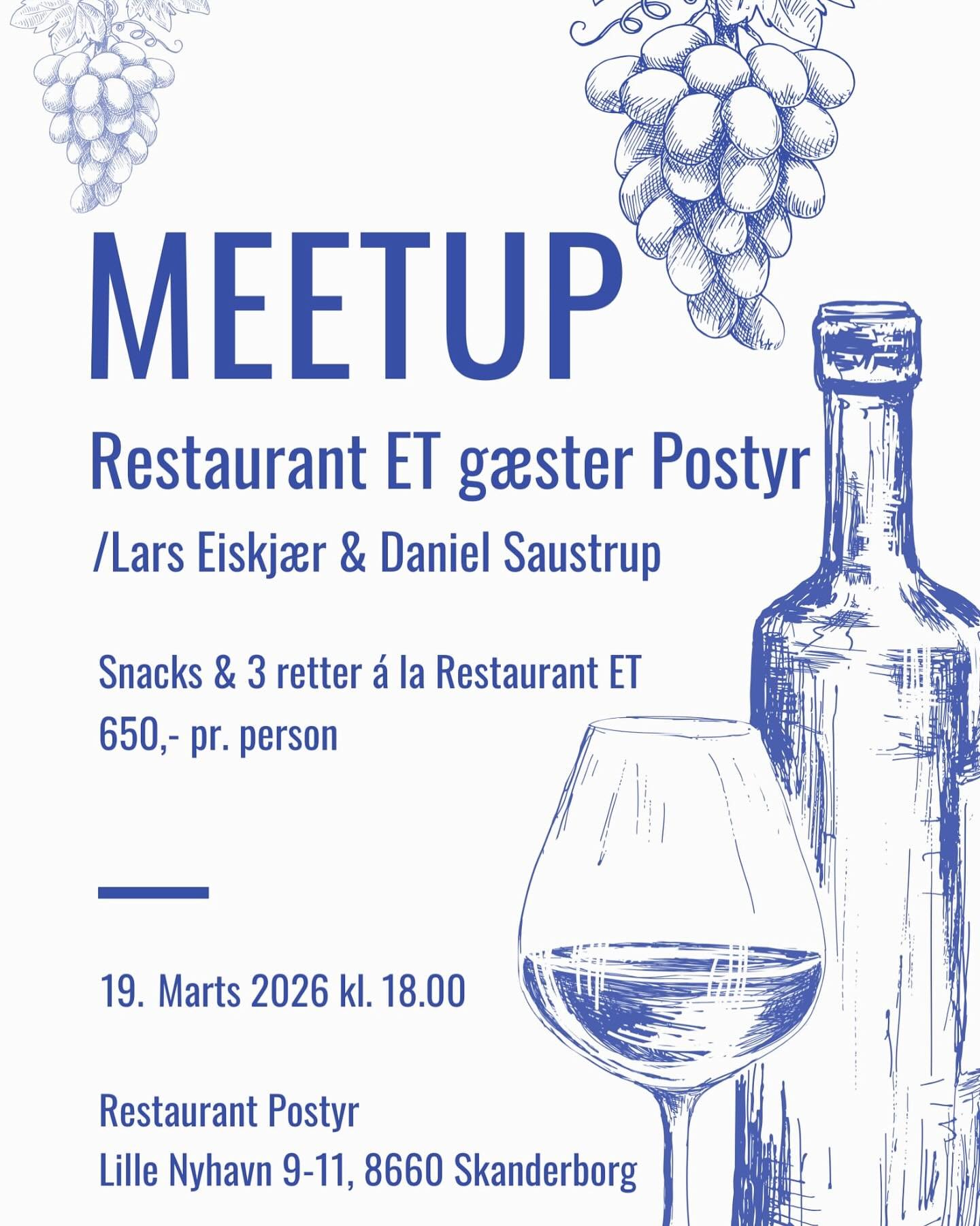 Vi har simpelthen fundet lidt flere pladser! S&aring; skal du ha et bord n&aring;r @restaurant_et kommer p&aring; bes&oslash;g d. 19/3  s&aring; skynd dig at booke! Linket er i bio