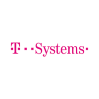T-Systems logo featuring the letter 'T' and the word 'Systems' in magenta on a white background.