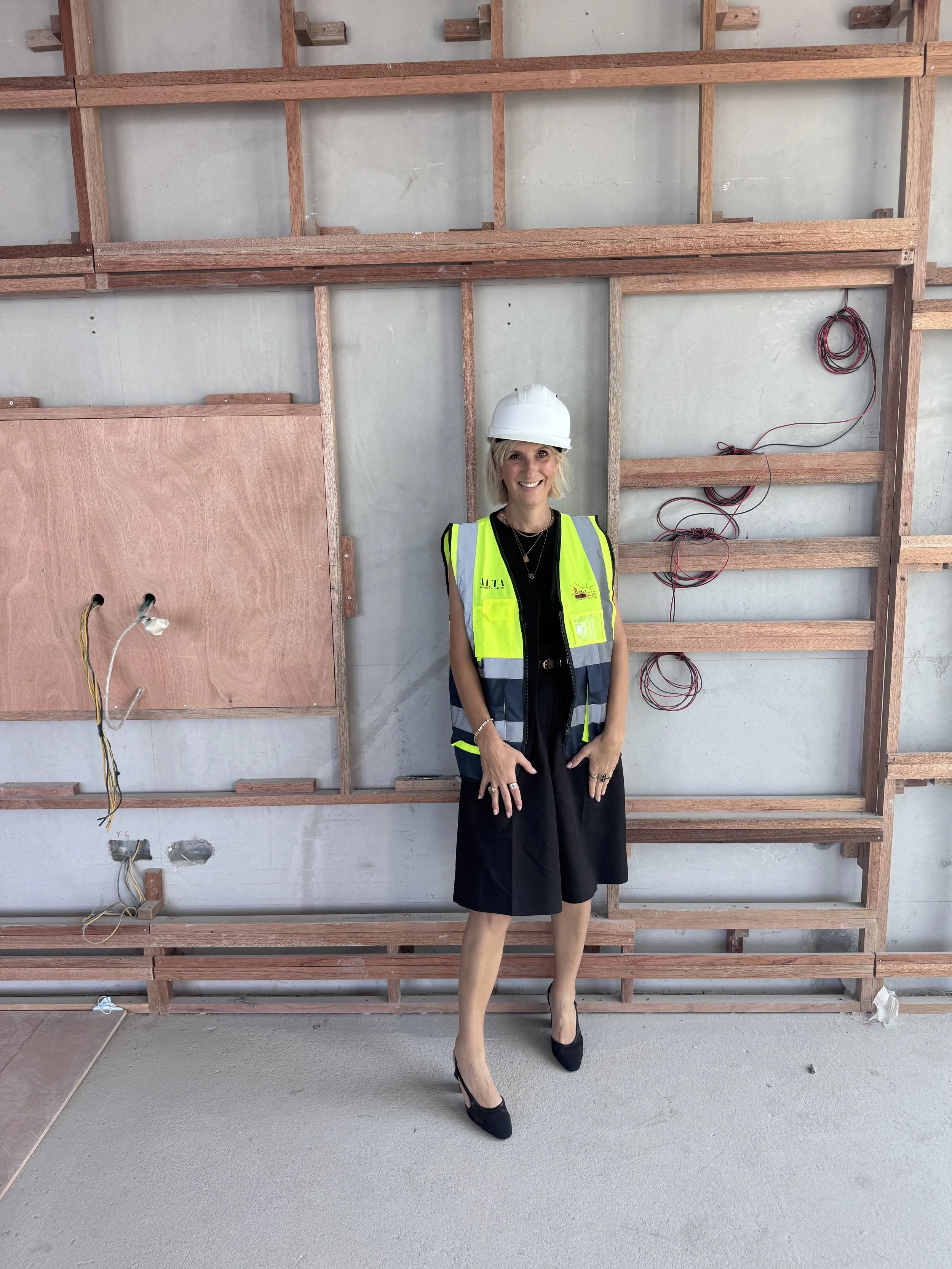 Sarah on a construction site inspection, Dubai