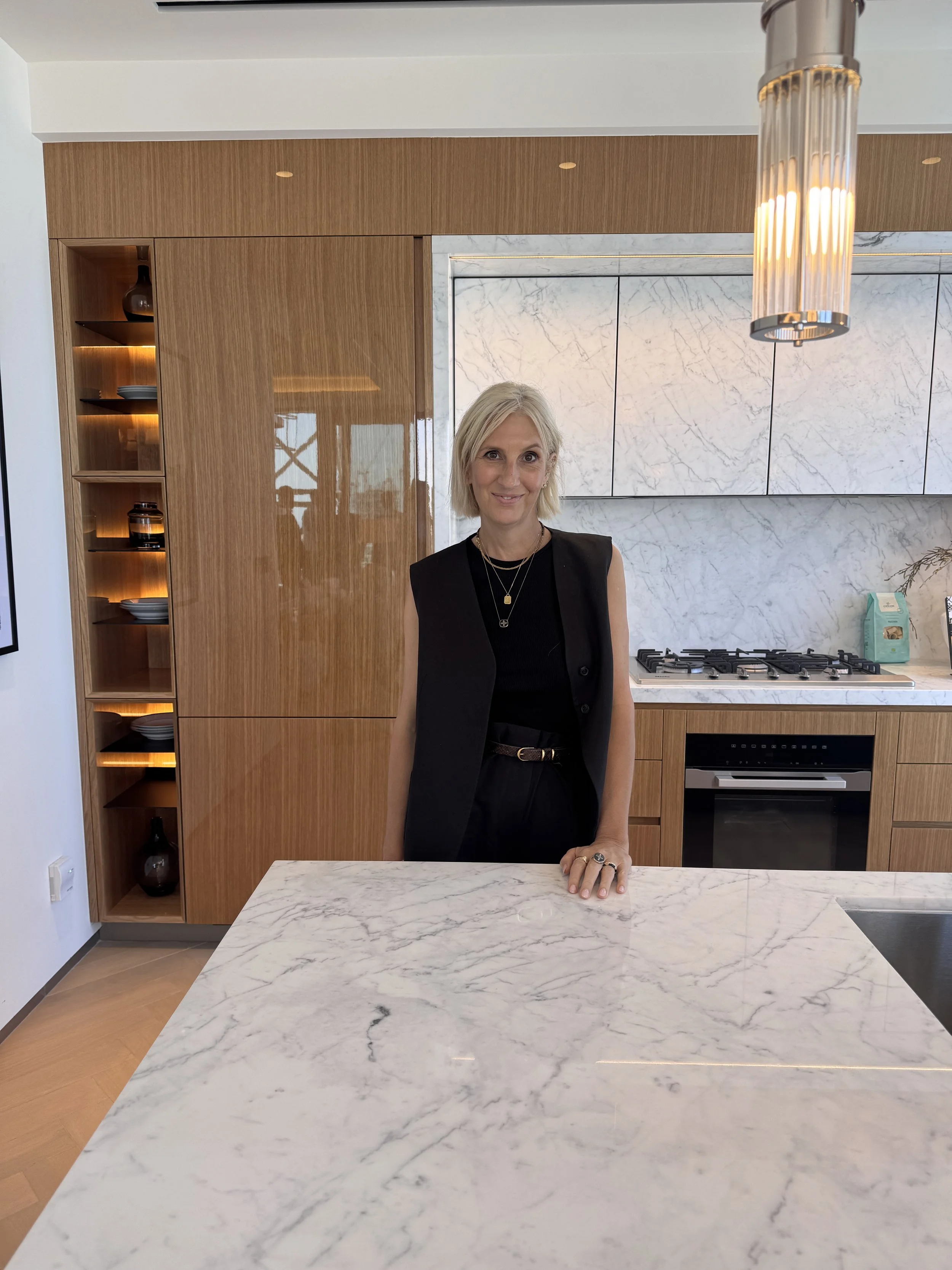 Sarah reviewing a completed show apartment