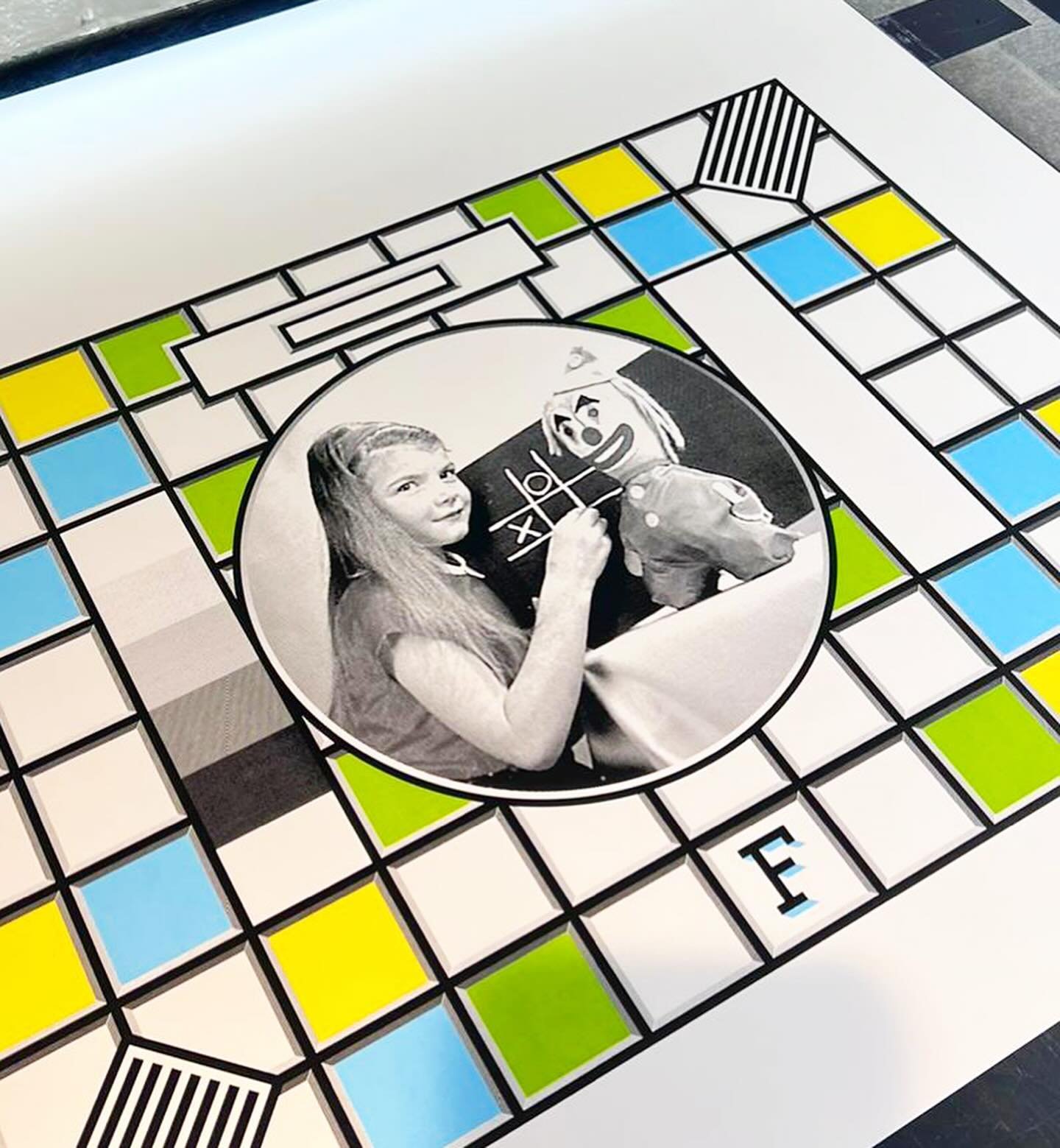 A brand new edition of my classic Test Card F print is cooking over @mansonspress Get signed up to my Substack at the link in my bio to get all the launch info for this release in tomorrow&rsquo;s mail out as well as the story of how I first came to 