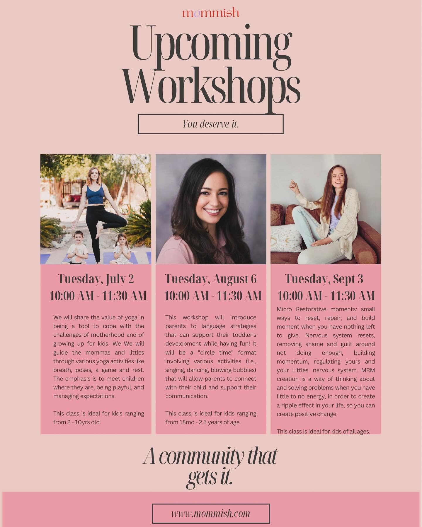 We&rsquo;re excited to announce our first 3 upcoming workshops! Workshops will be held the first Tuesday of every month and are open to all! Members receive 50% off! See you there 💕