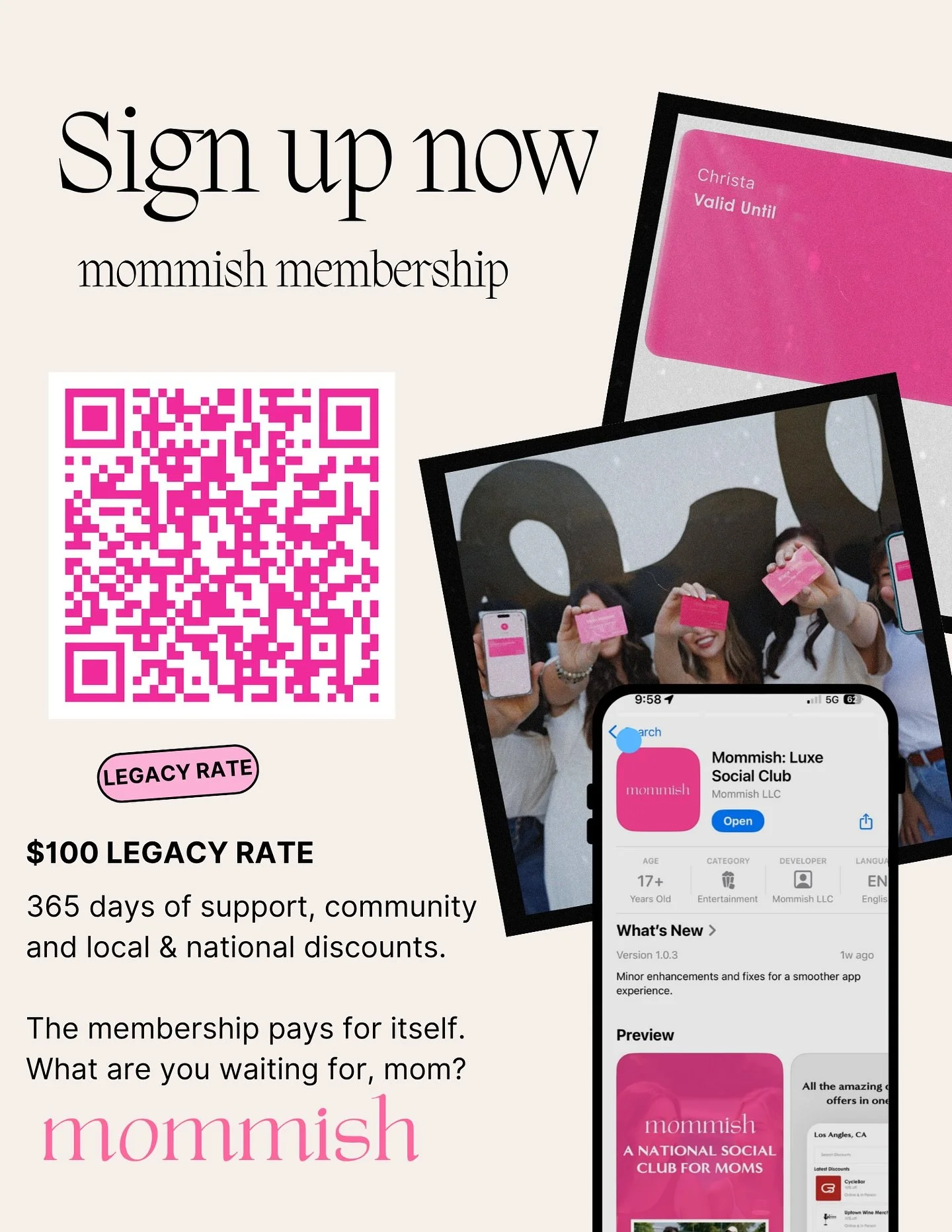 💖 The Mommish App is LIVE! 💖

A membership made for the moms who do it all &mdash; and deserve something just for themselves. 🥂

✨ $400+ value in perks and savings
✨ Exclusive local + national discounts from brands moms actually love &amp; use
✨ 5