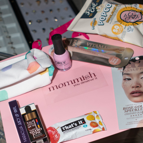 Mommish event sponsor gift bags and products for moms night out event