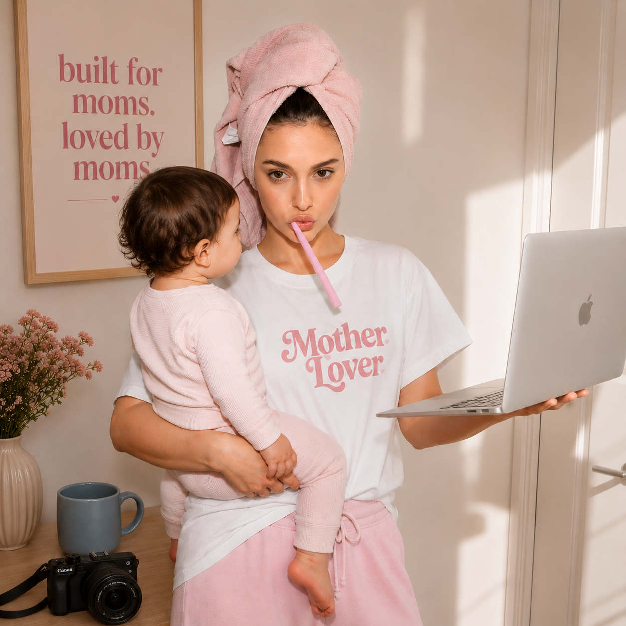 Mominfluencer creating content