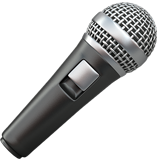 Wireless handheld microphone with a black body and silver grille