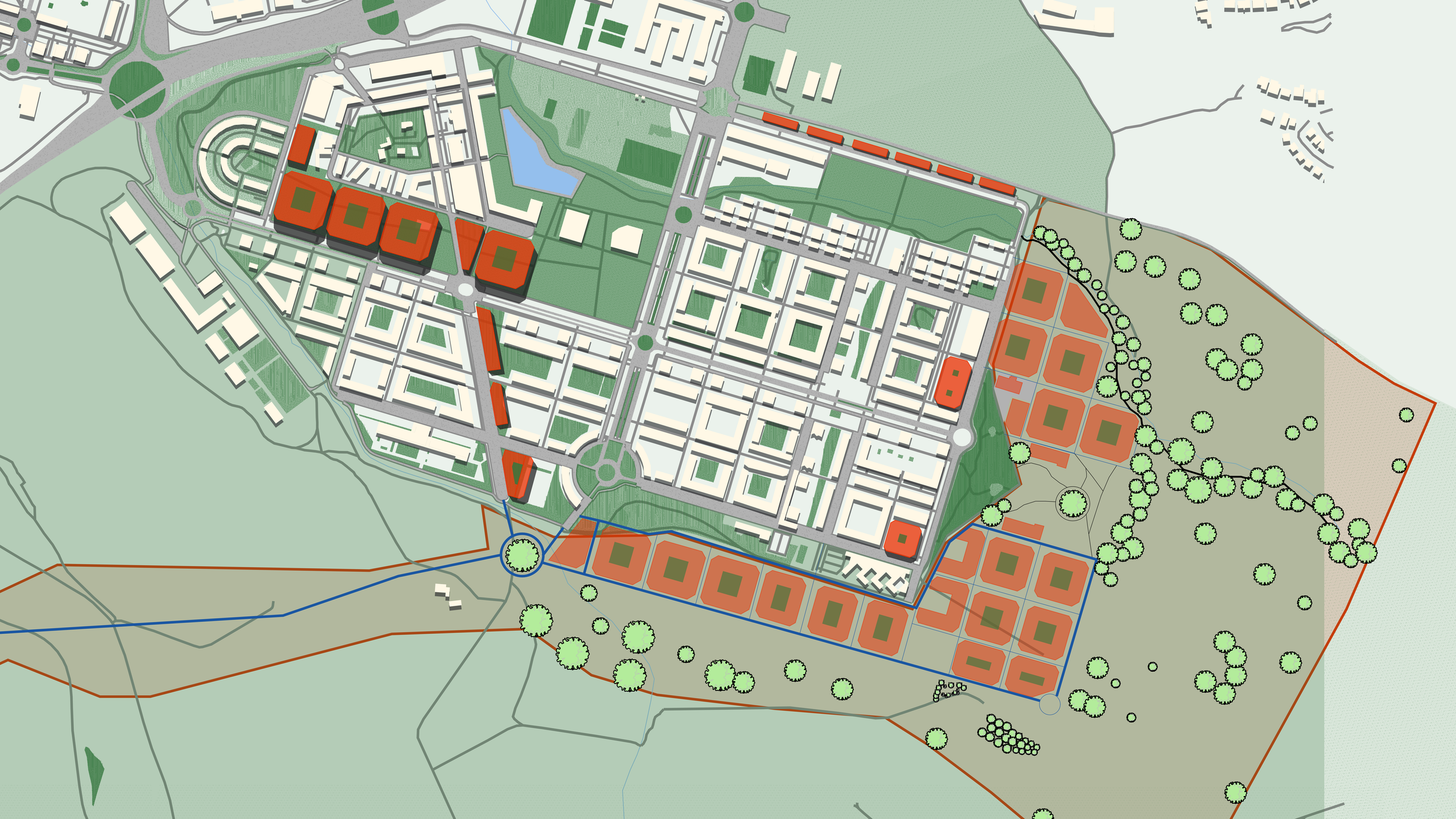 Proposed, alternative expansion plan for Sarriguren in the Valle de Egues