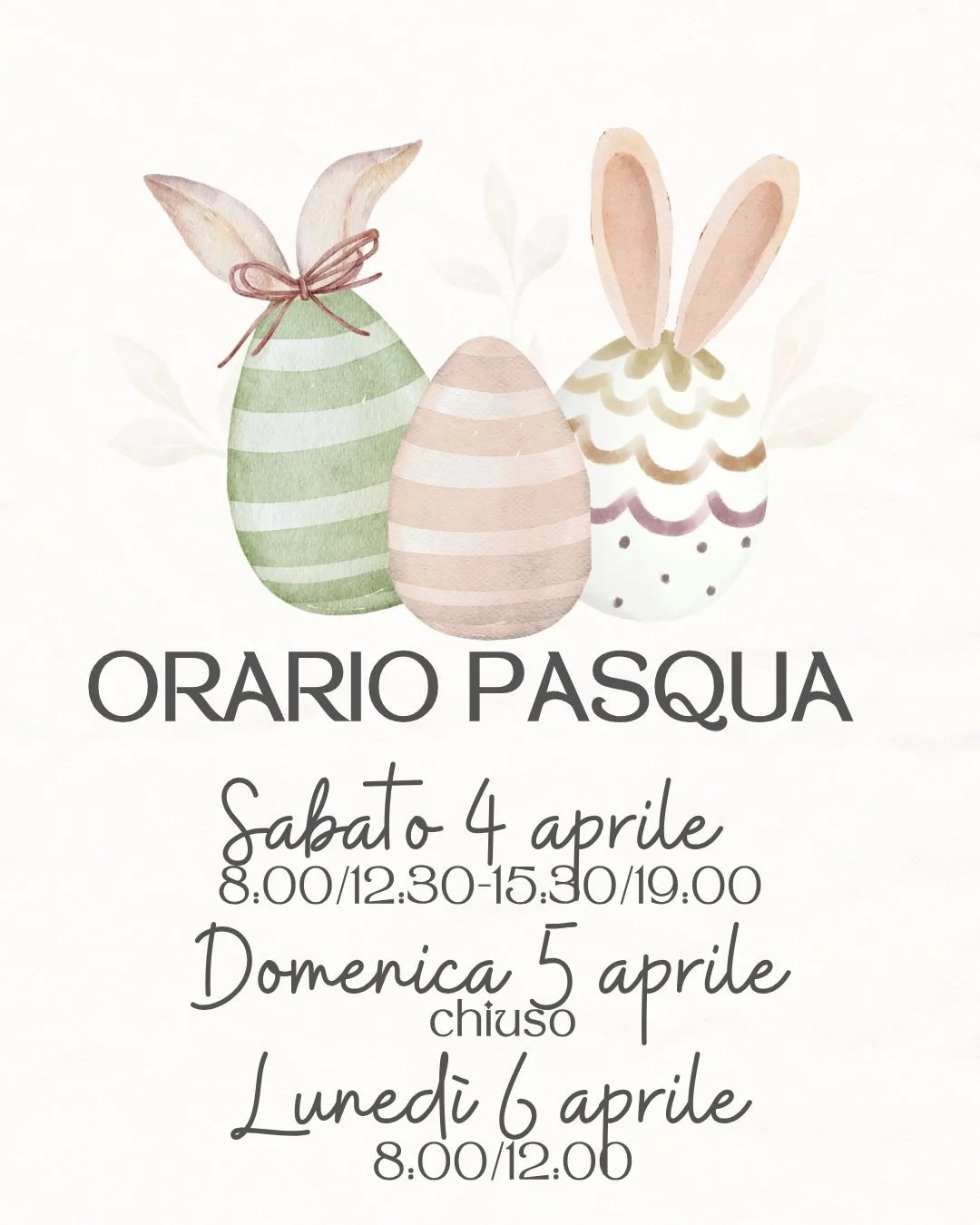 Orario pasquale 🐰🐣