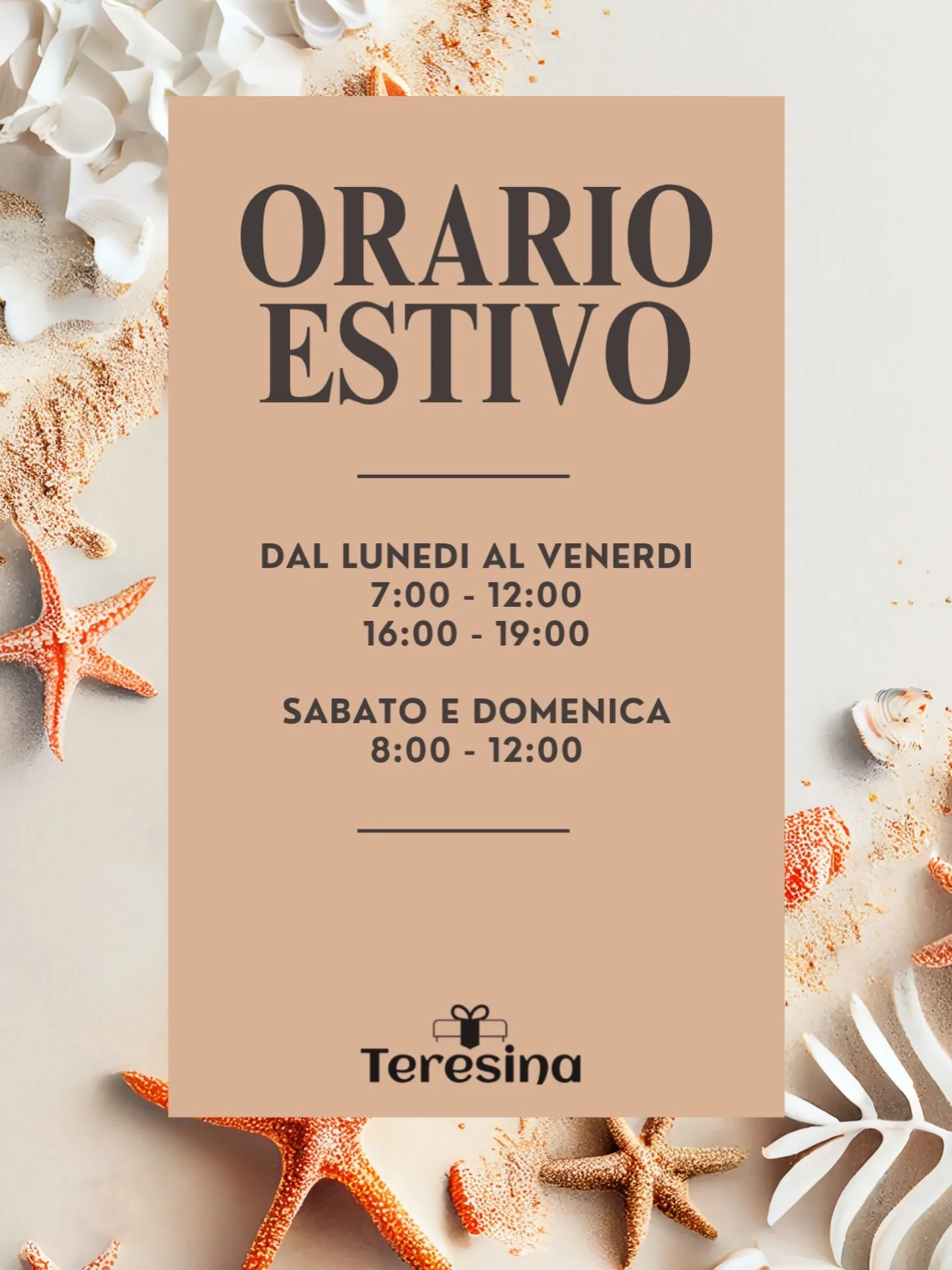 Per motivi organizzativi, da oggi 11/6, il nuovo orario estivo sar&agrave; questo☀️

Per una dolce colazione ☕️🥐
Per una golosa e fresca merenda 🍦🍨 
Per uno sfizioso e rilassante aperitivo 🍹🍕

Vi aspettiamo da @teresinaverona_confetteria ✨💭

📍