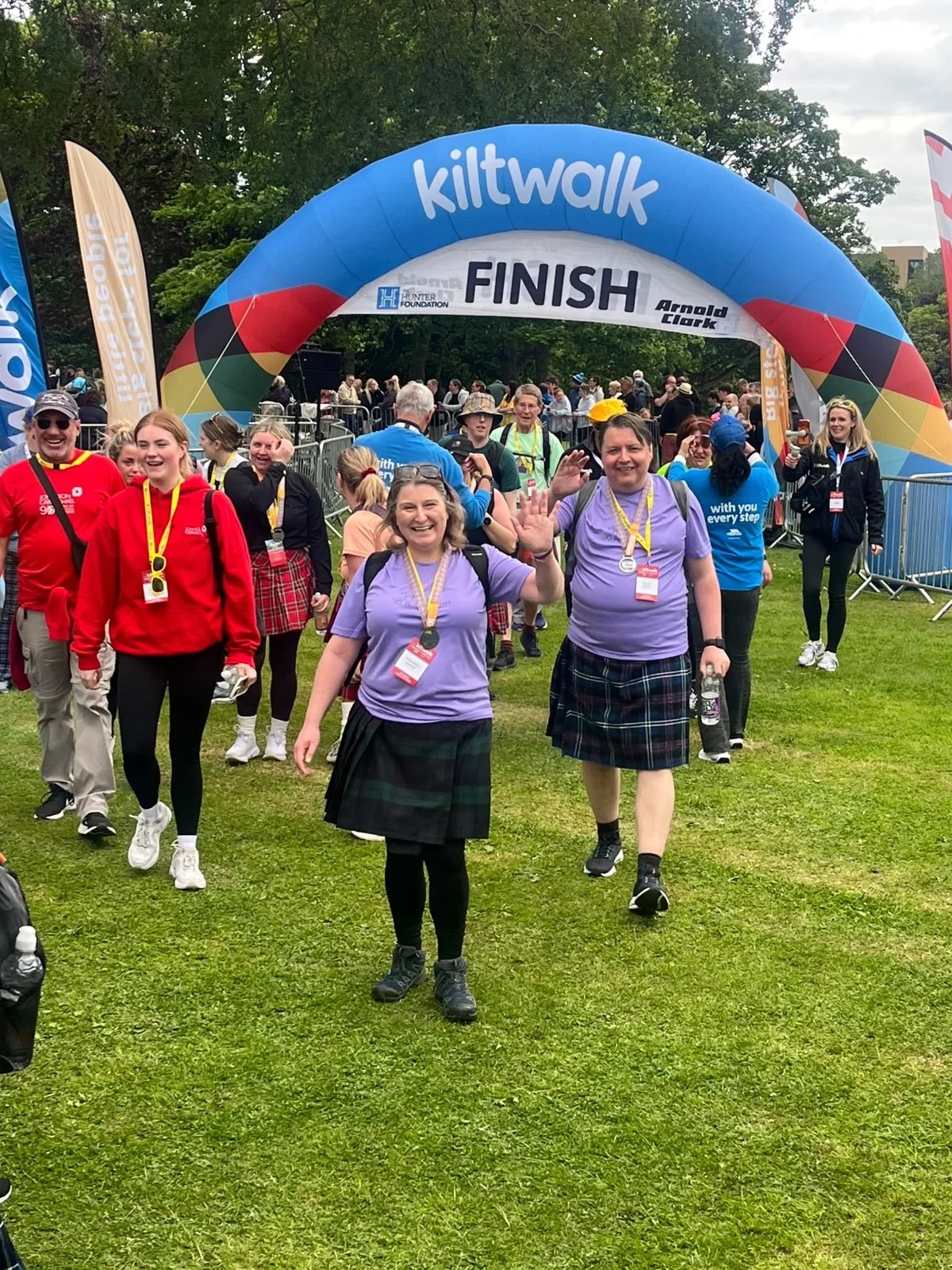 Elizabeth and David T at the Kiltwalk finish 2026.jpeg