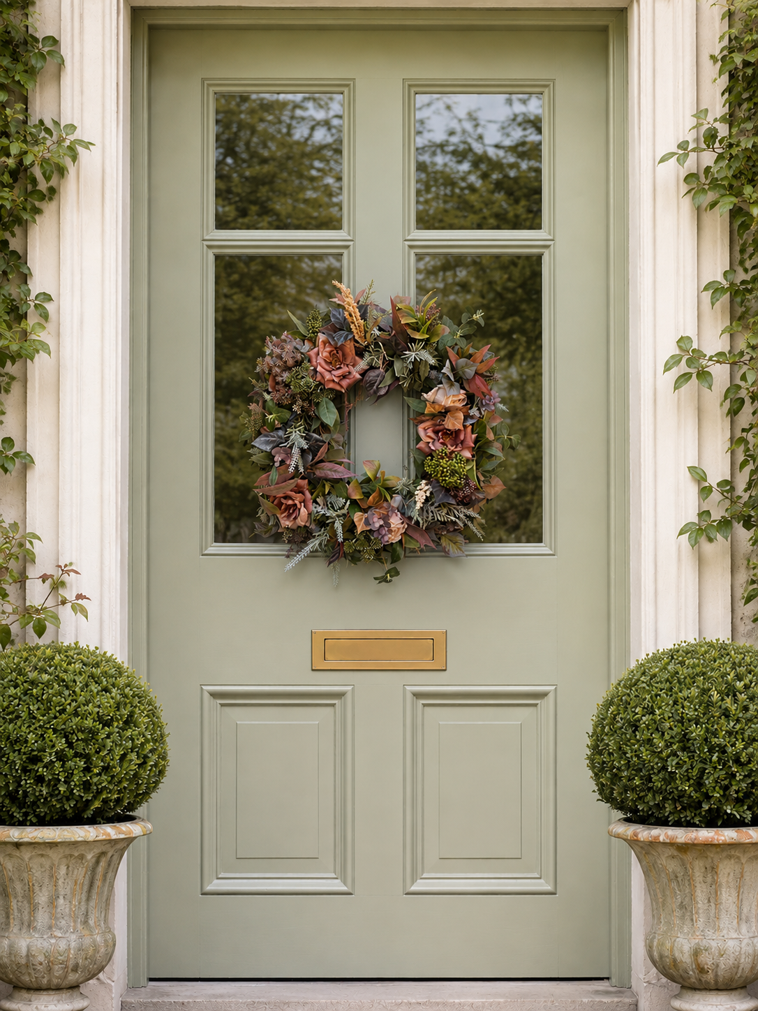 Antique rose autumn wreath
