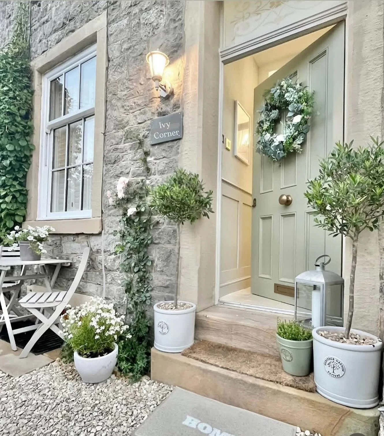 Happy hump day. Look at Claire&rsquo;s beautiful home, this green is perfect and the spring Nordic green wreath looks fabulous with it. One of my oldest and definitely best designs xx #nordic wreath #nordic #nordicwreaths