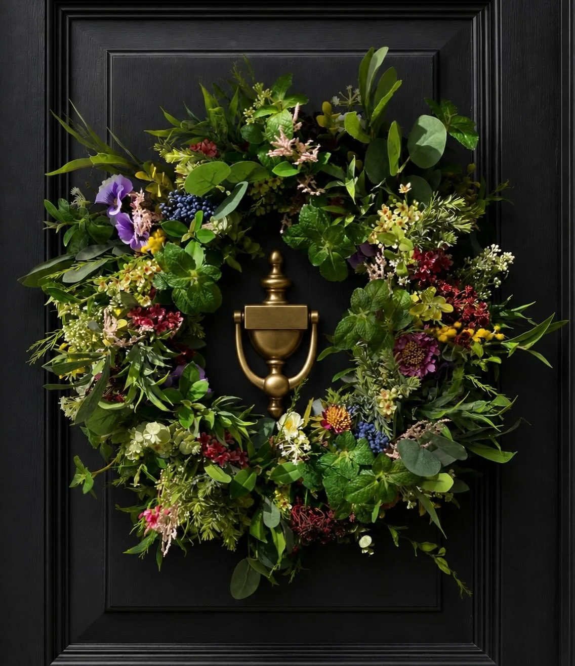 Hi,
I just had to share my new summer Nordic meadow wreath.i love how it looks on the black door it really shows off the little bursts of colours. Available in 40cm &amp; 60cm now xx #
