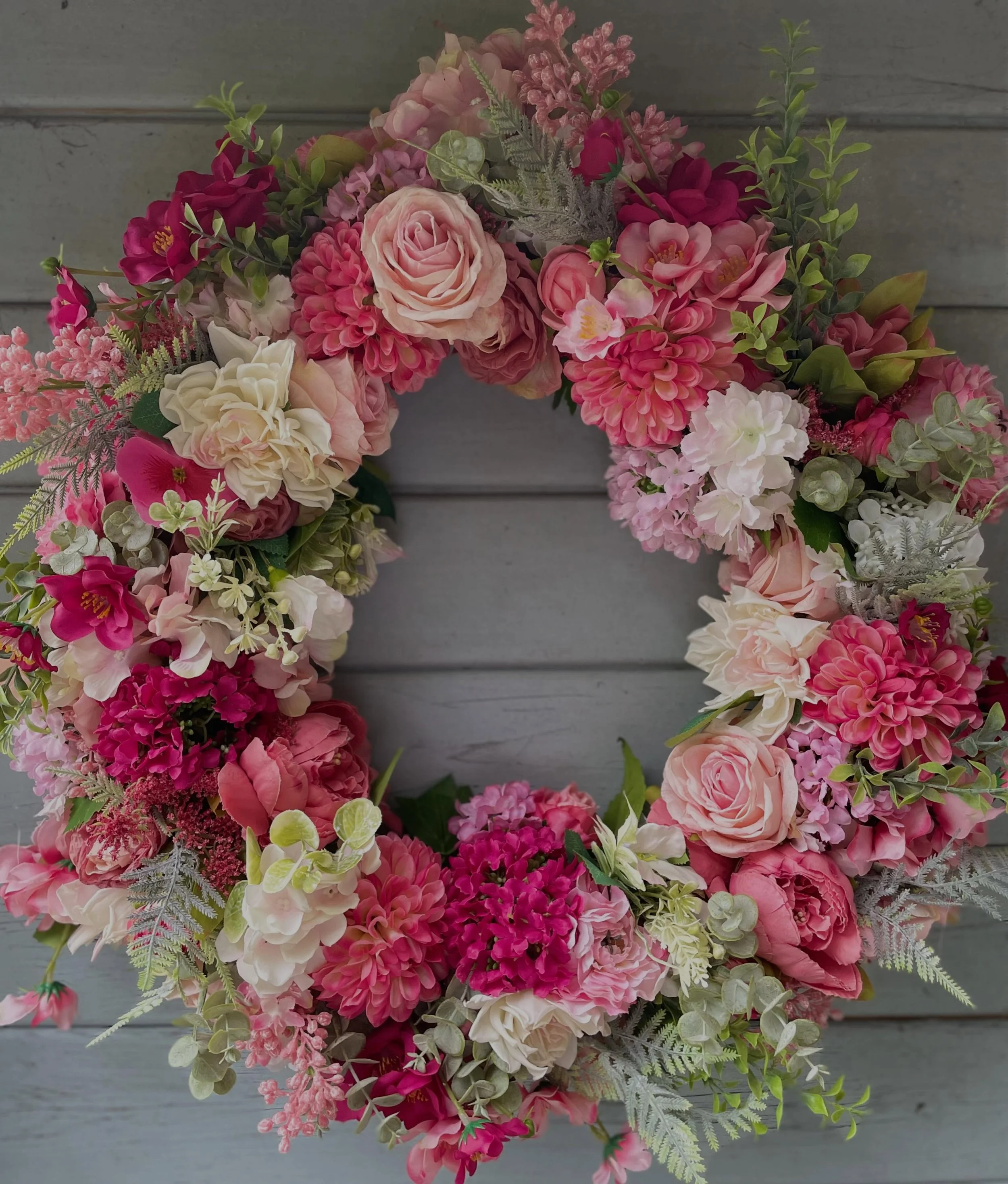 Bright colours for a grey wet day!. This design started out as a bespoke order for Meg, who requested pinks and pinks and hot pinks !!. I&rsquo;ve fallen in love with it and think I may make it for summer. So many pink blooms with a small touch of iv