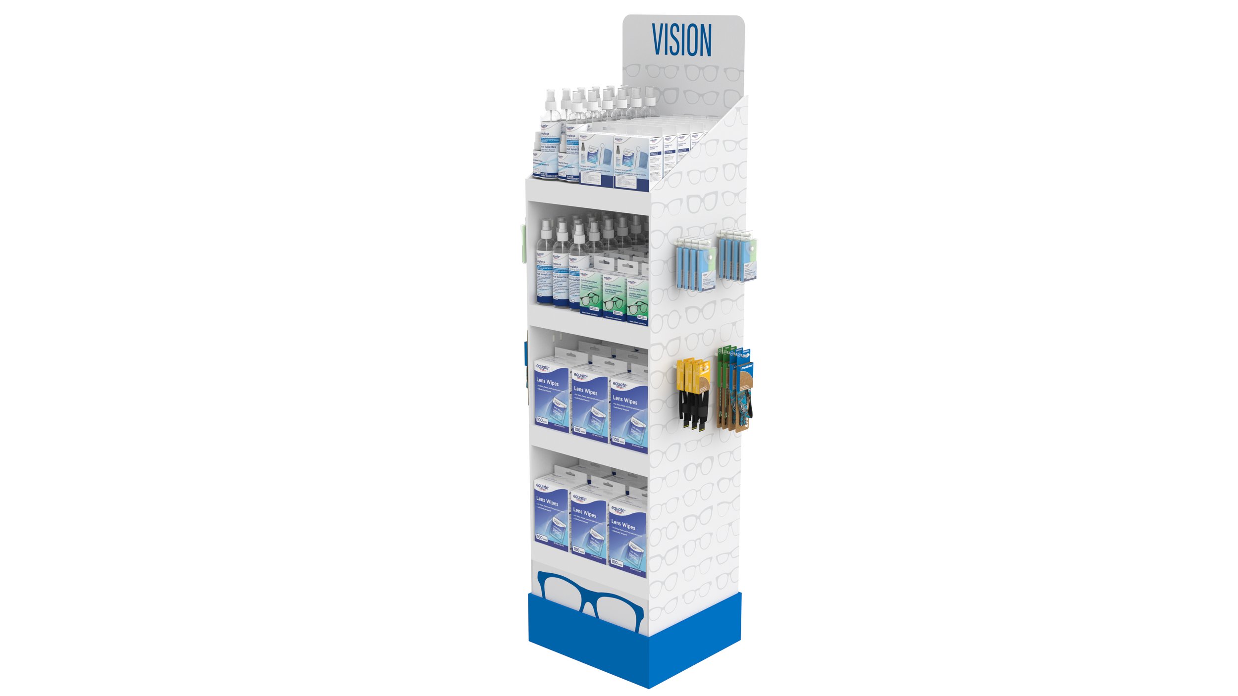 New Wedge Display concept for Walmart Canada. Modeled and rendered in Rhino, graphics created on Illustrator.