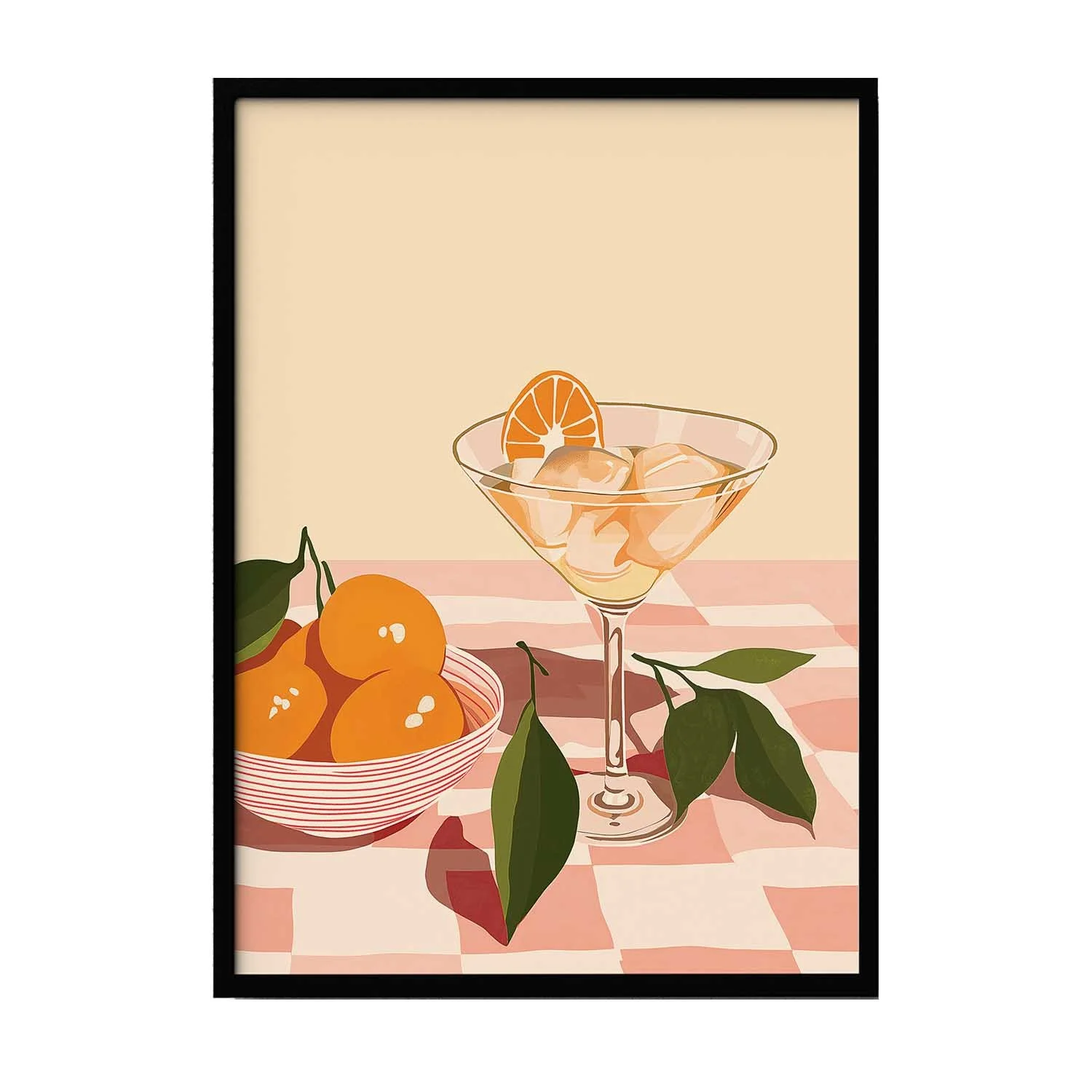 Summer Cocktail Poster Print. Wall Art Orange