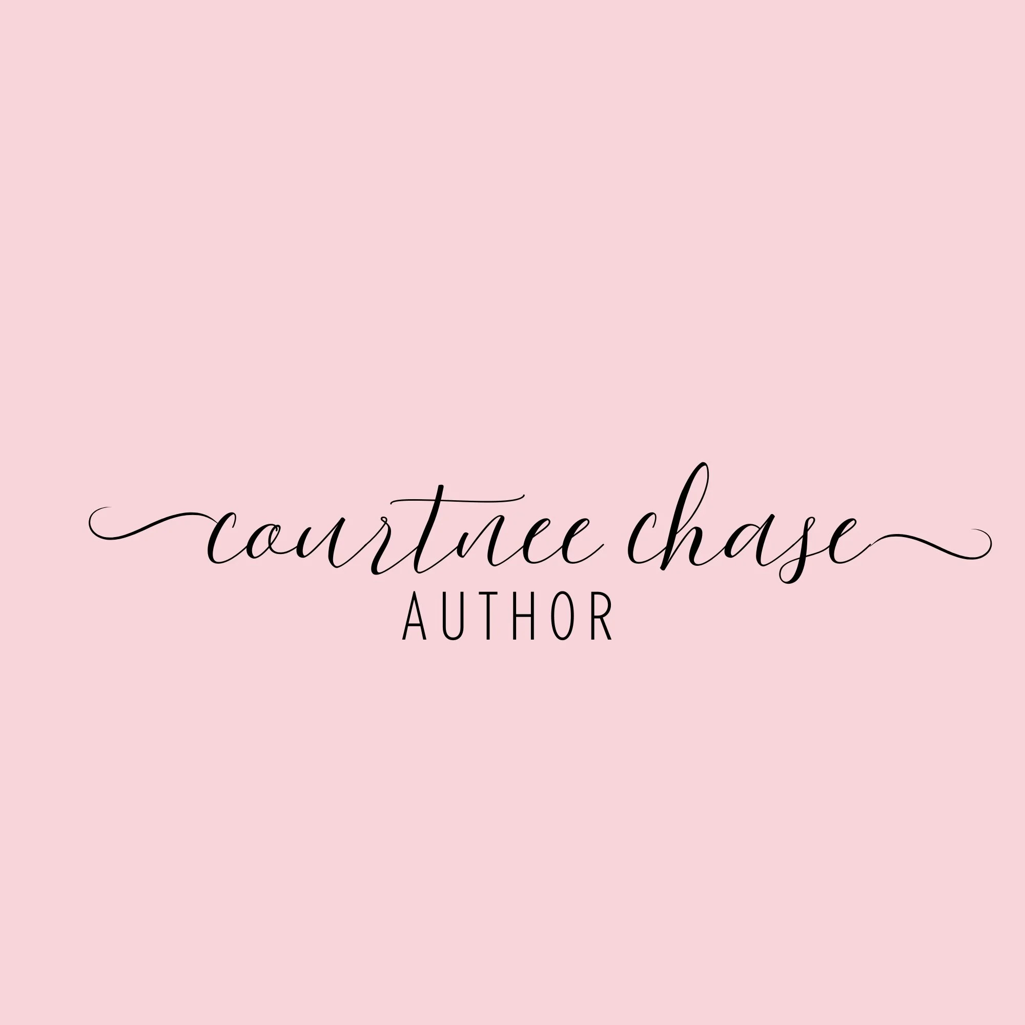 Pink background with the text "Cortnee Chase AUTHOR" in black cursive and uppercase font.