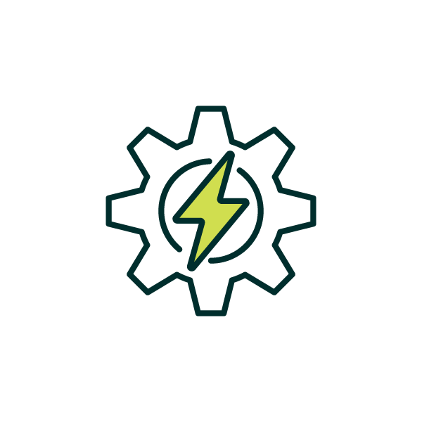 An icon with a gear and a lightning bolt inside, indicating electrical or power settings.
