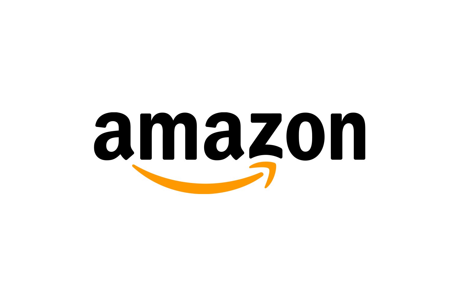 Amazon logo with black text and a yellow curved arrow underneath.
