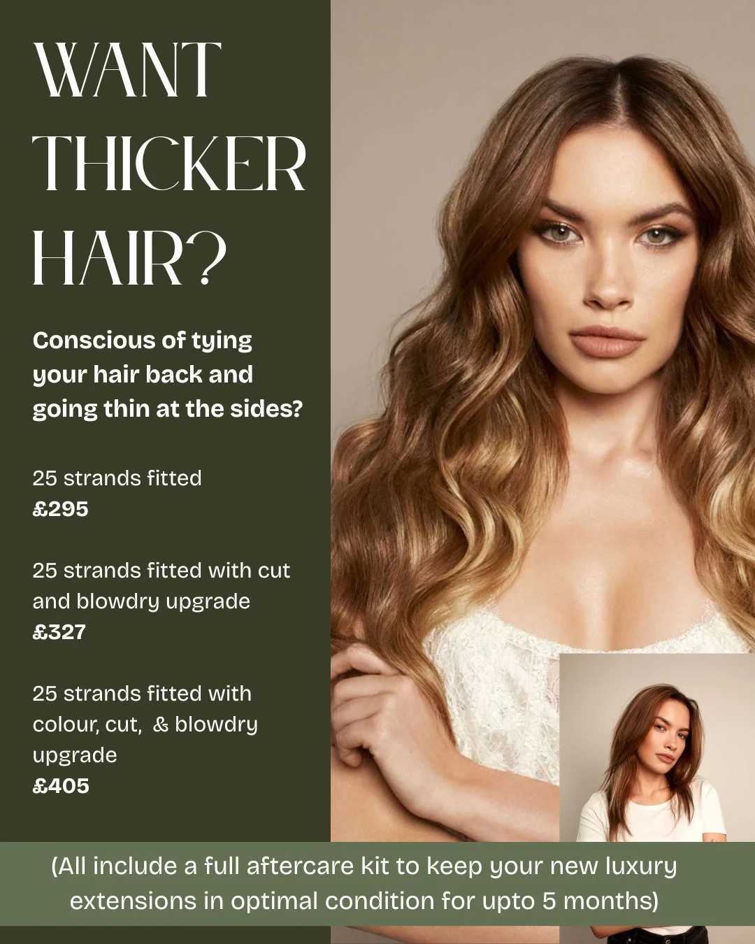 Thicker. Softer. More You. ✨
If your hair feels finer around the sides or you&rsquo;re tired of hiding it when tied back &mdash; this is your glow-up moment.
25 luxury Hairdreams strands, custom-blended for a seamless, natural boost.
💛 Fitted only &