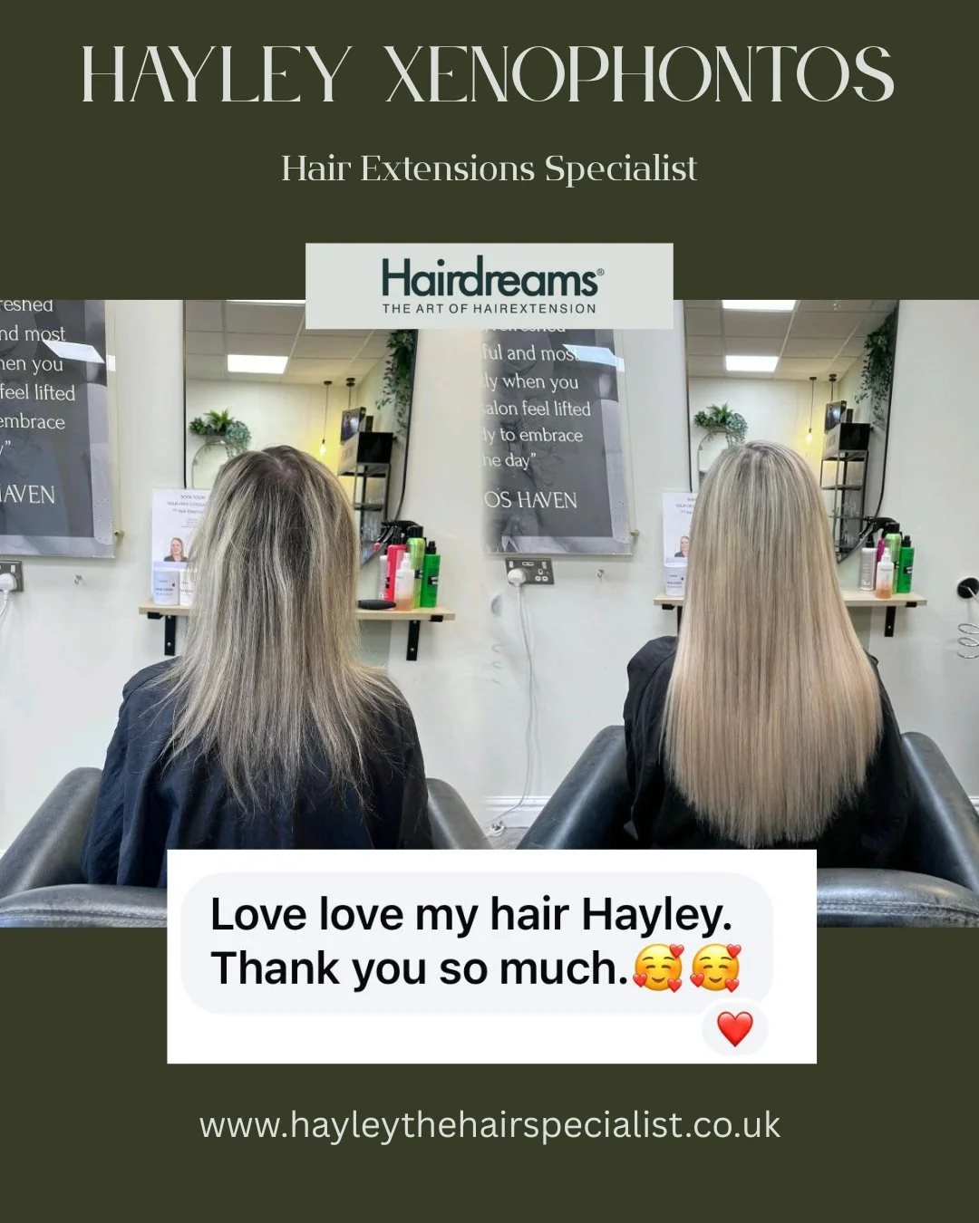 There&rsquo;s no better feeling... 💕
Every message, smile, and happy tear from my clients means the world to me.
Seeing someone walk out of the salon feeling lighter, more confident, and truly themselves again, that&rsquo;s what it&rsquo;s all about