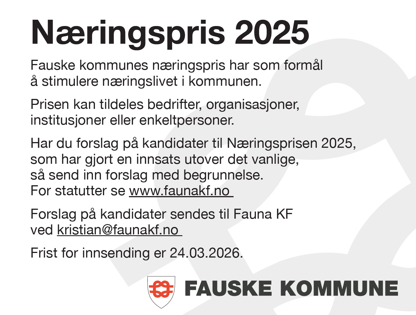 Fauske kommunes næringspris 2025
