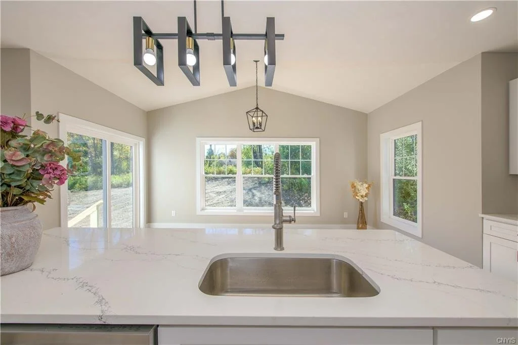 Kitchen with beautiful quartz countertops