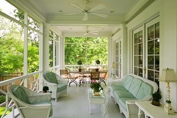 Today&rsquo;s the perfect day to bring the laptop out on the screened porch. 

House built in 2003 &amp; this room continues to be a favorite.