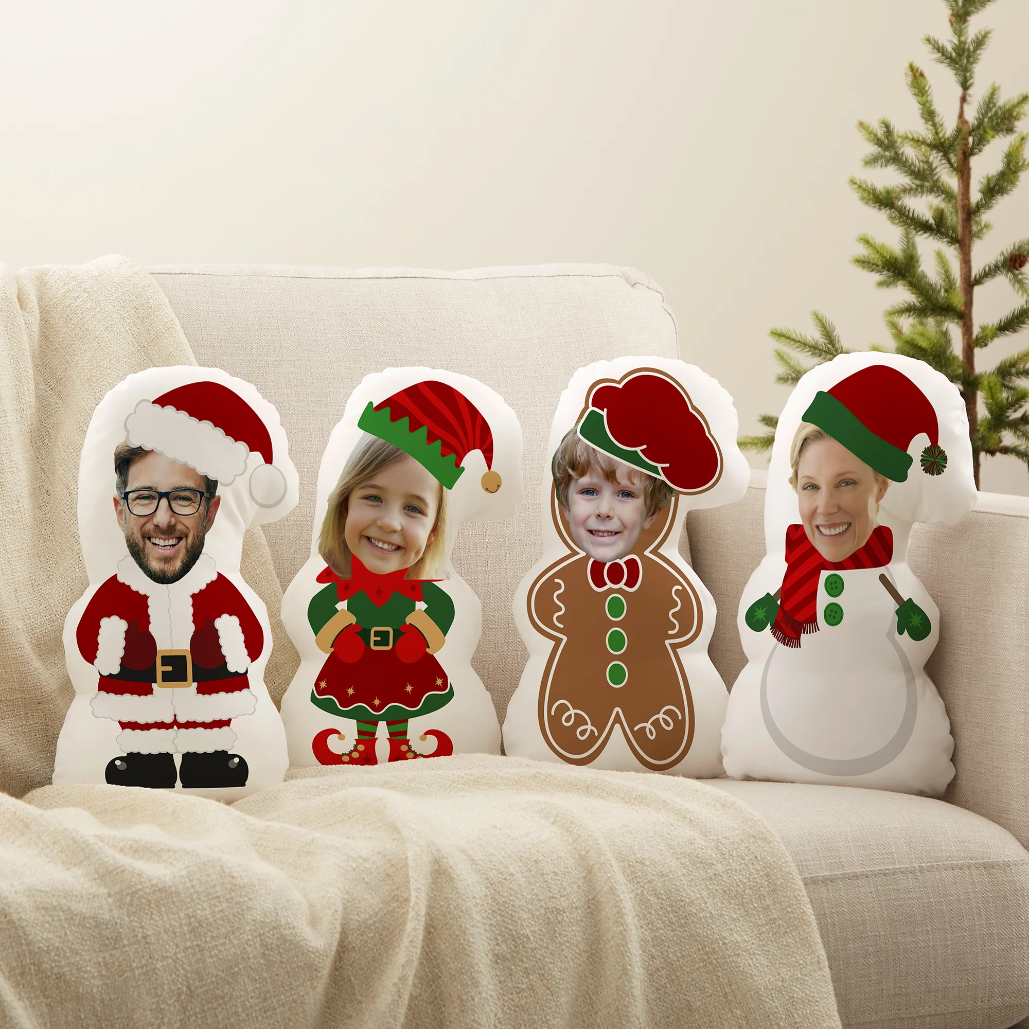 Christmas Character Personalized Photo Throw Pillow
