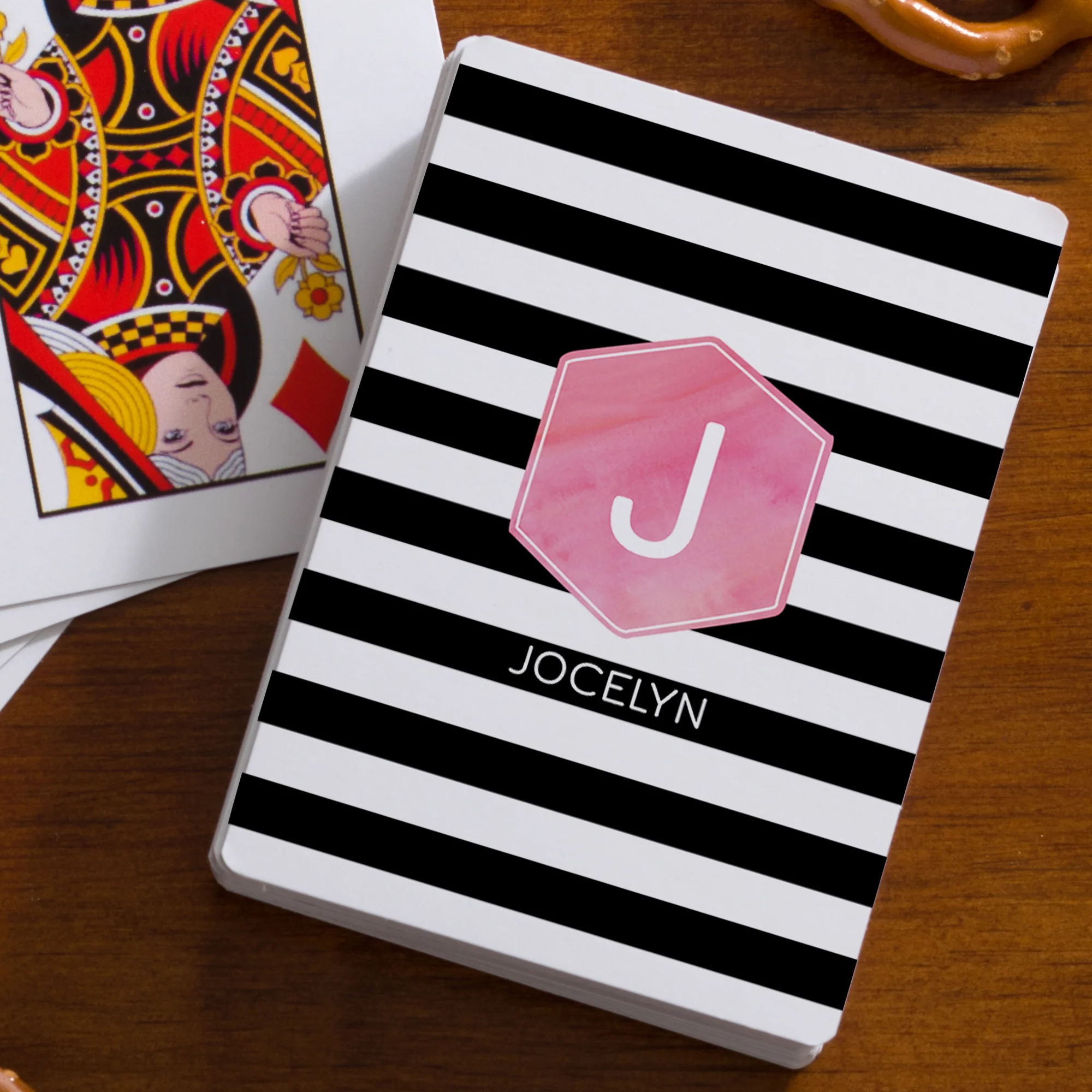 Modern Stripe Personalized Playing Cards