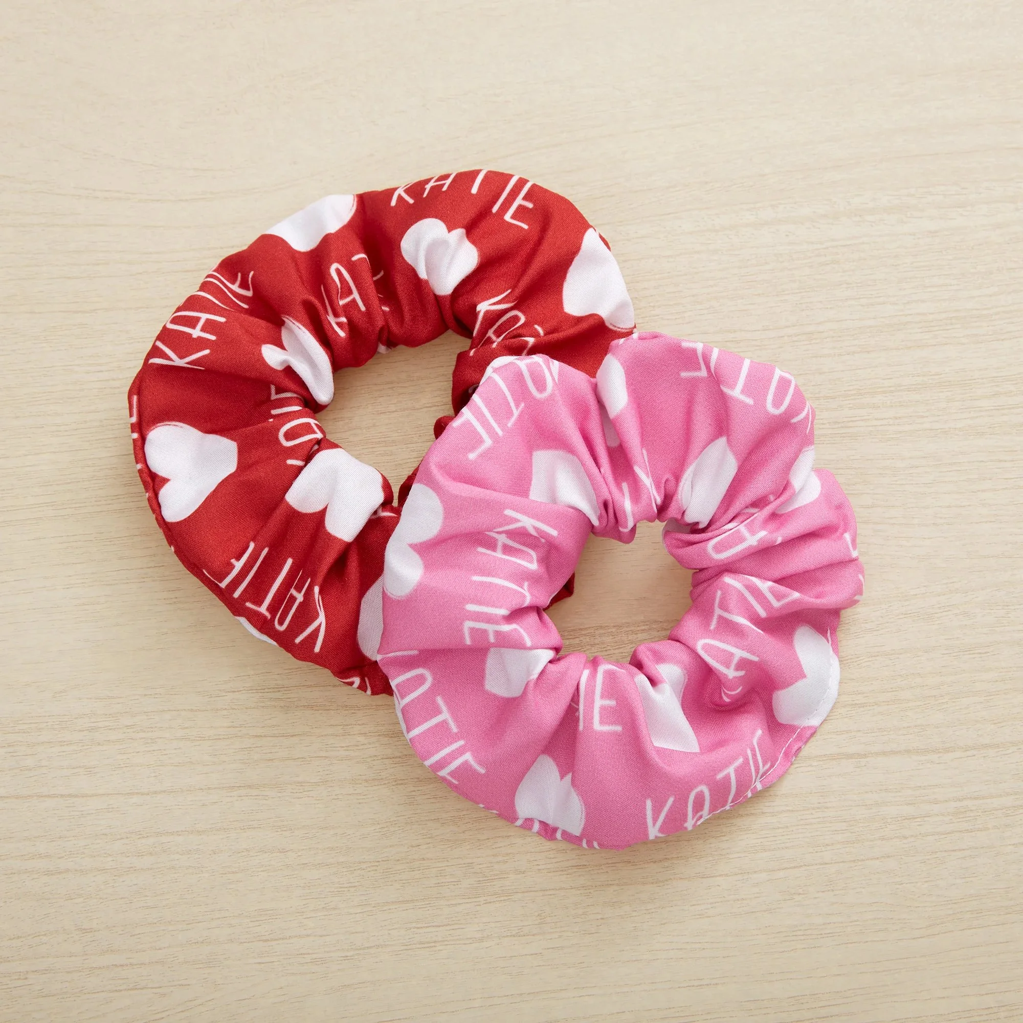 Repeating Hearts Personalized Scrunchie 2pc Set