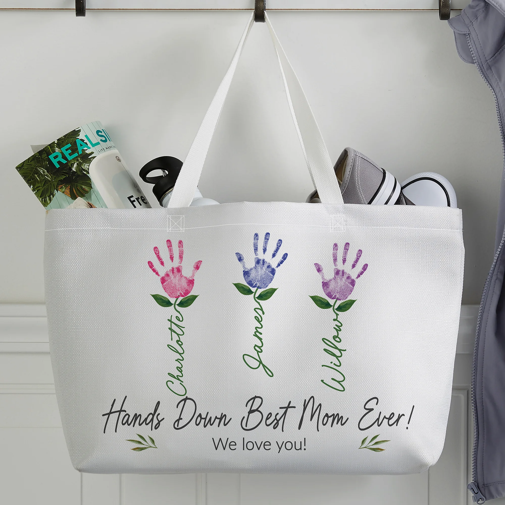 Handprint Art Personalized Tote Bag