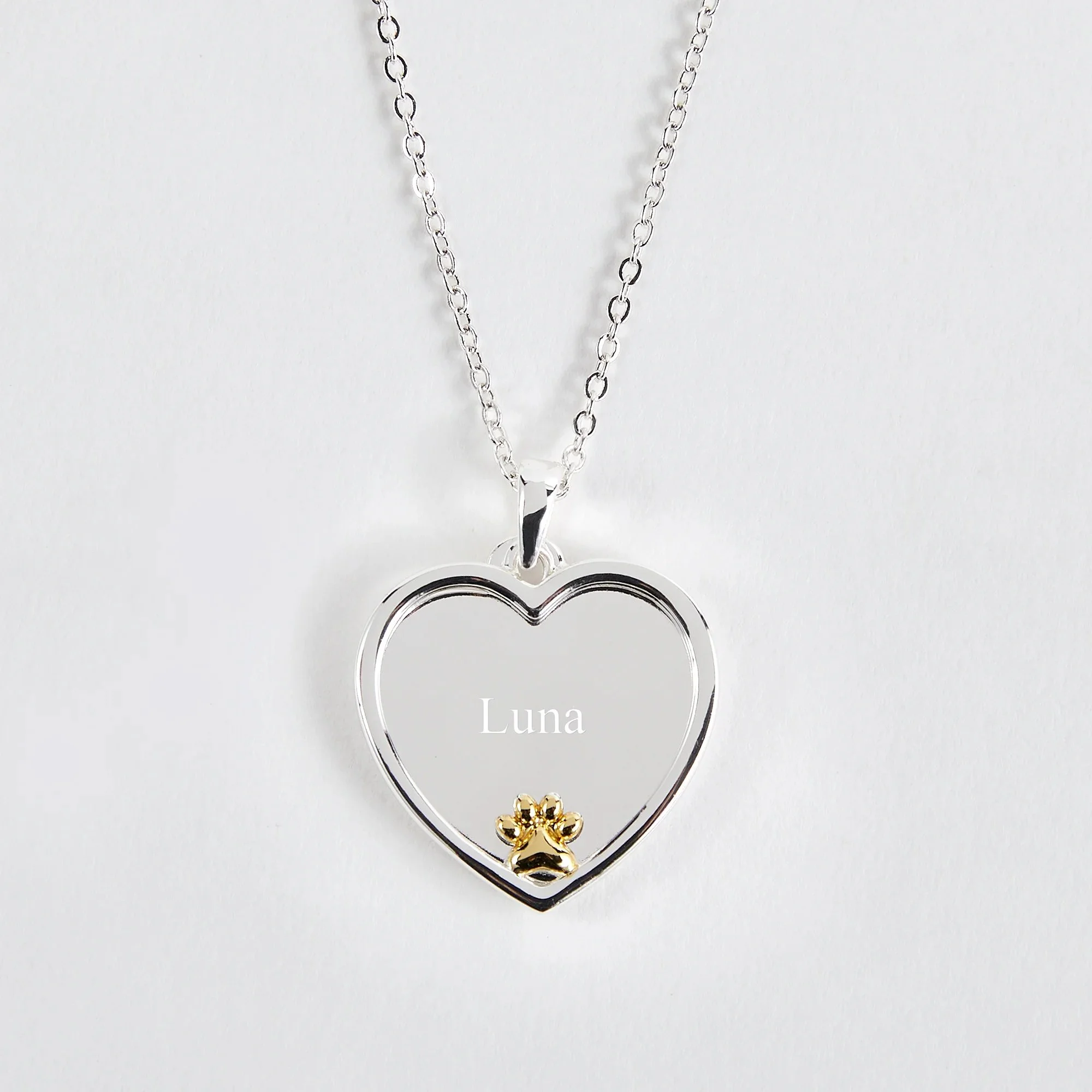 Engraved "Pet Love" Paw print Swing Necklace