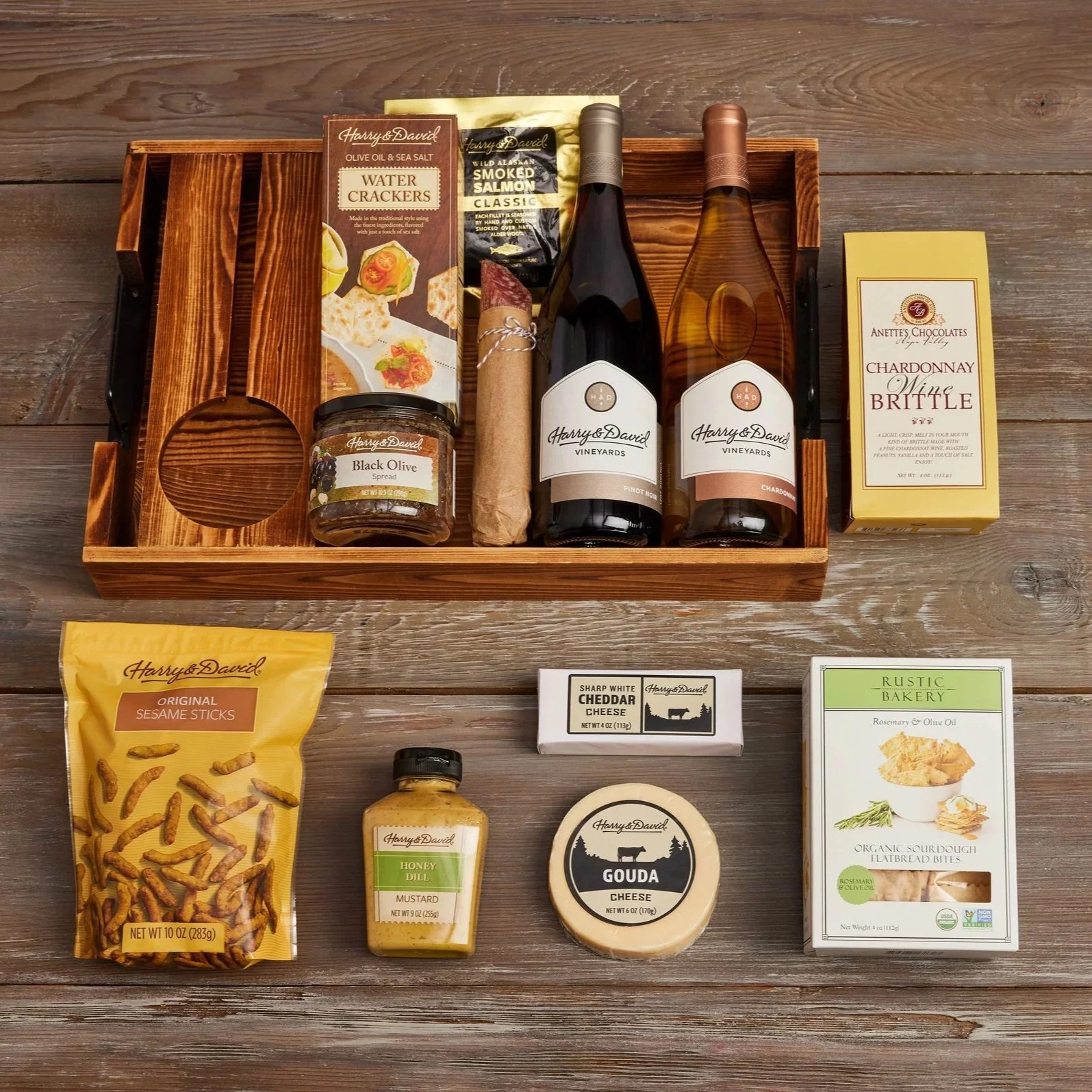 Artisan Appetizers Tray with Wine