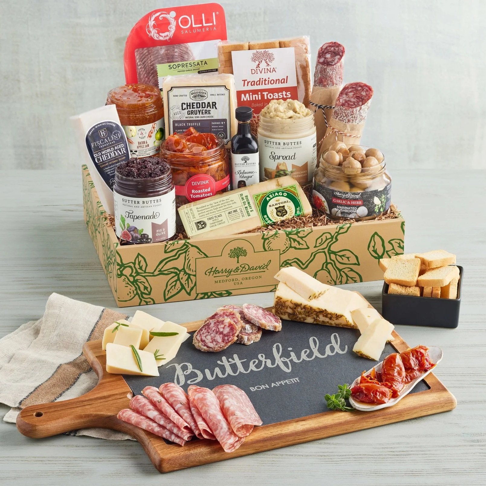 Epicurean Antipasto Collection with Personalized Slate and Wood Board