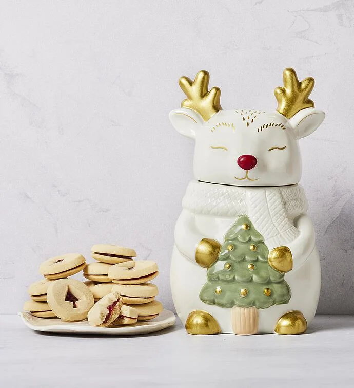 Reindeer Cookie Jar with Cookies