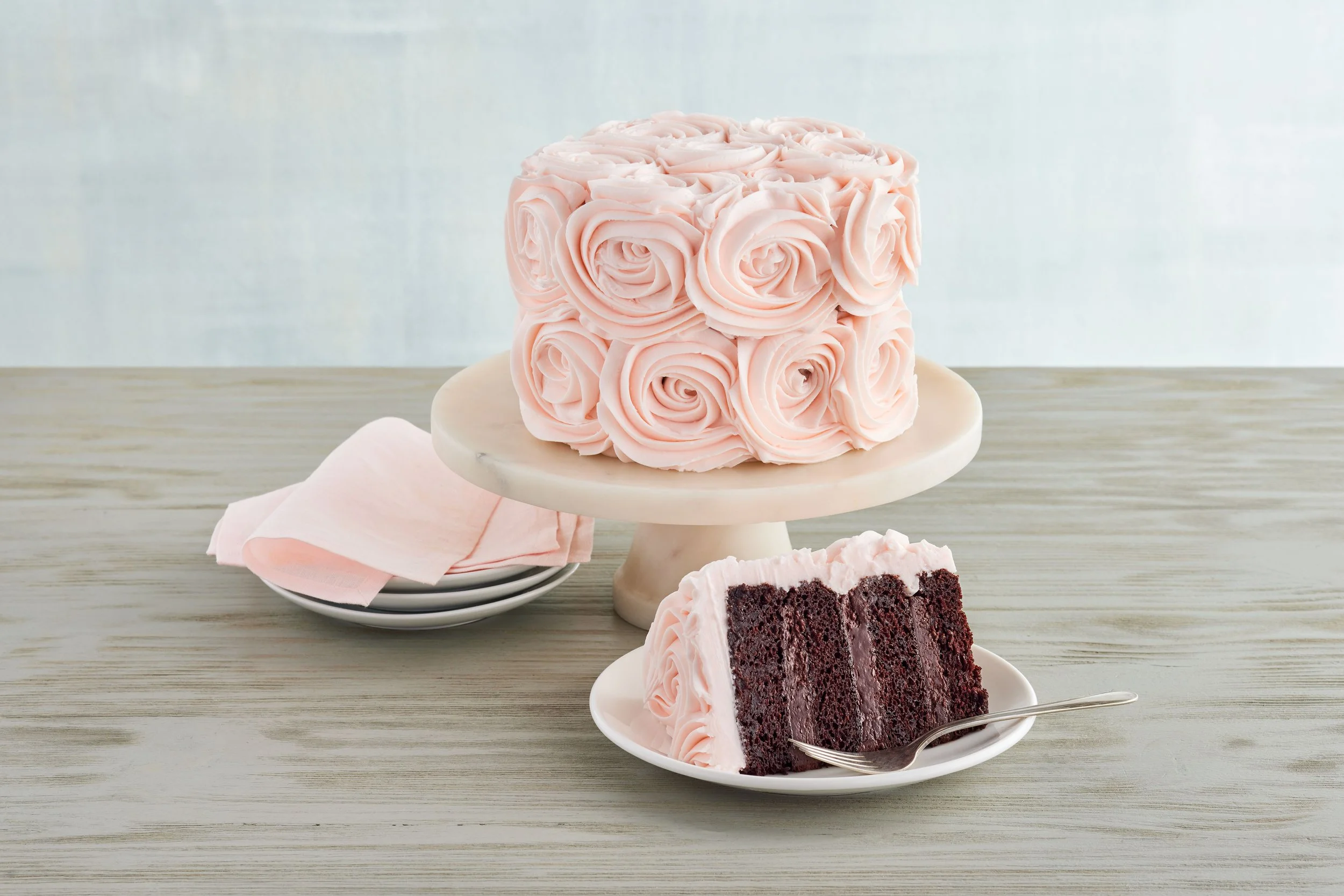 Pink Rose Chocolate Cake