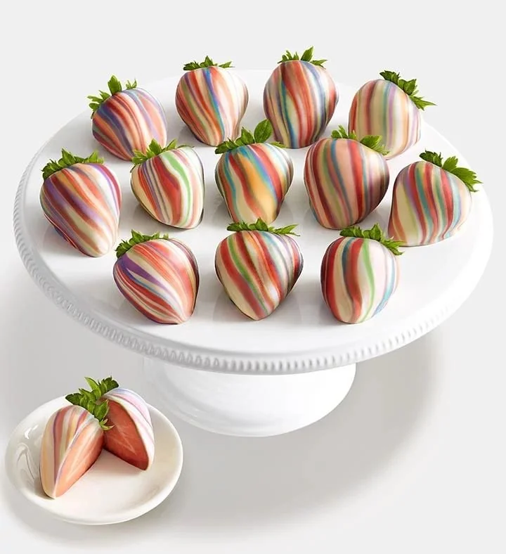 Rainbow Swirl Artisan Belgian Chocolate Strawberries