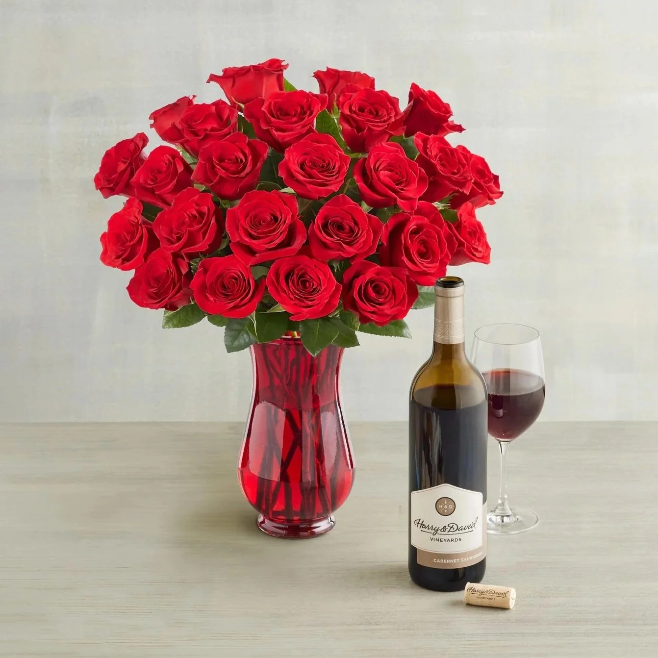 Blossoms & Wine™ - Red Roses and Wine