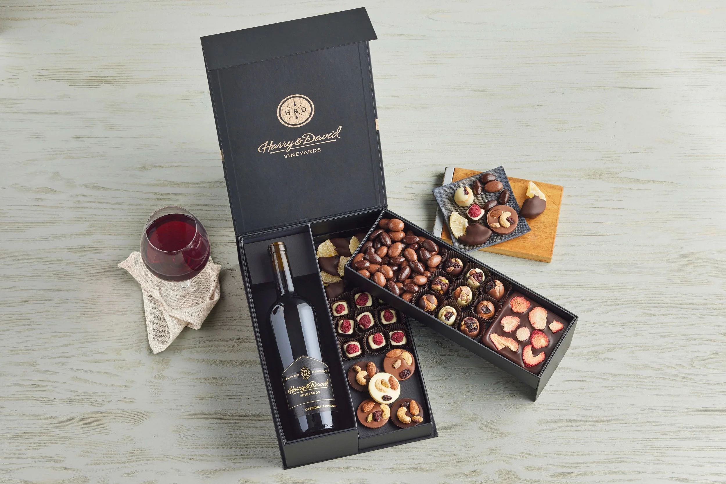 Belgian Chocolate Bento Box with Reserve Cabernet Sauvignon
