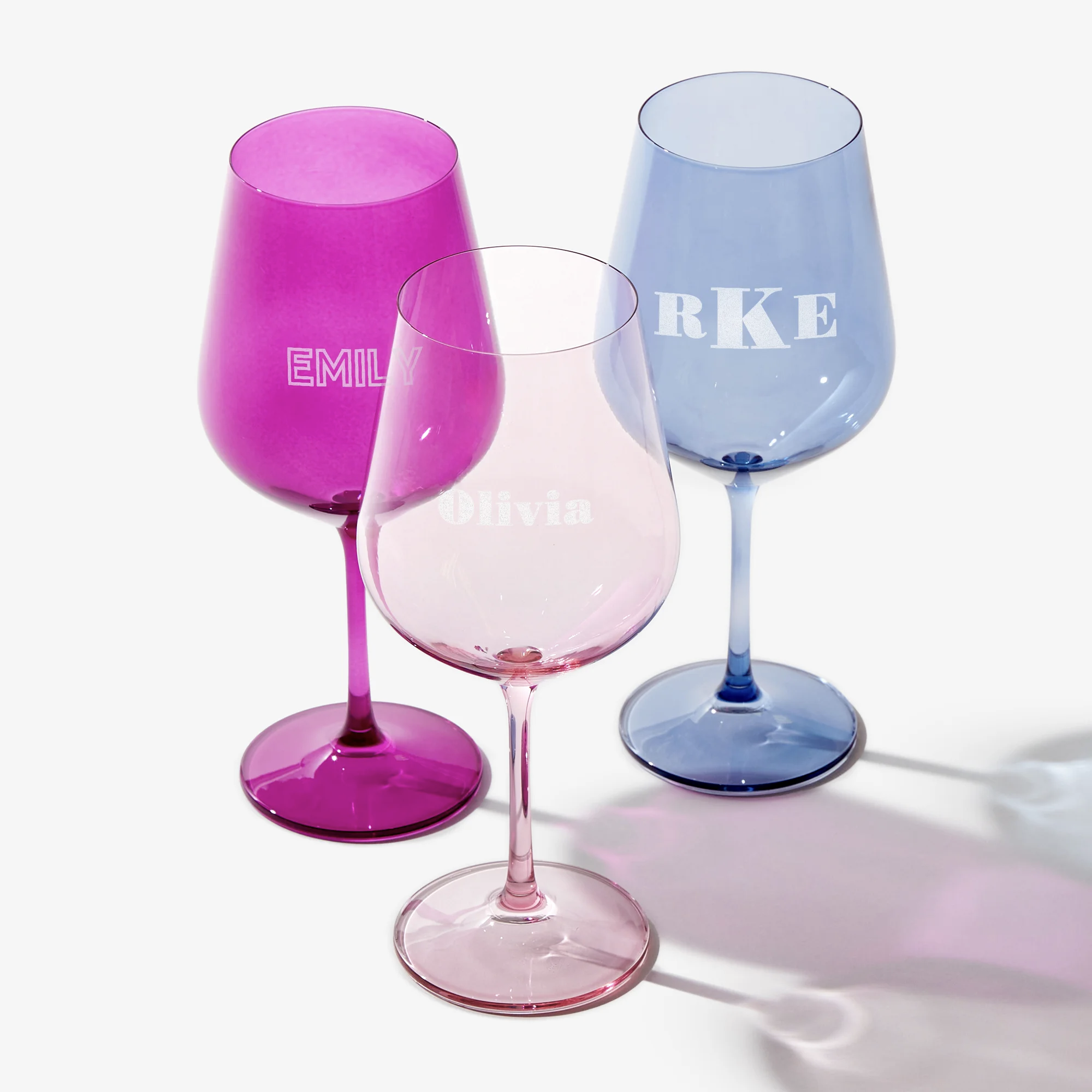 Tinted Sips Engraved Stemmed Wine Glasses