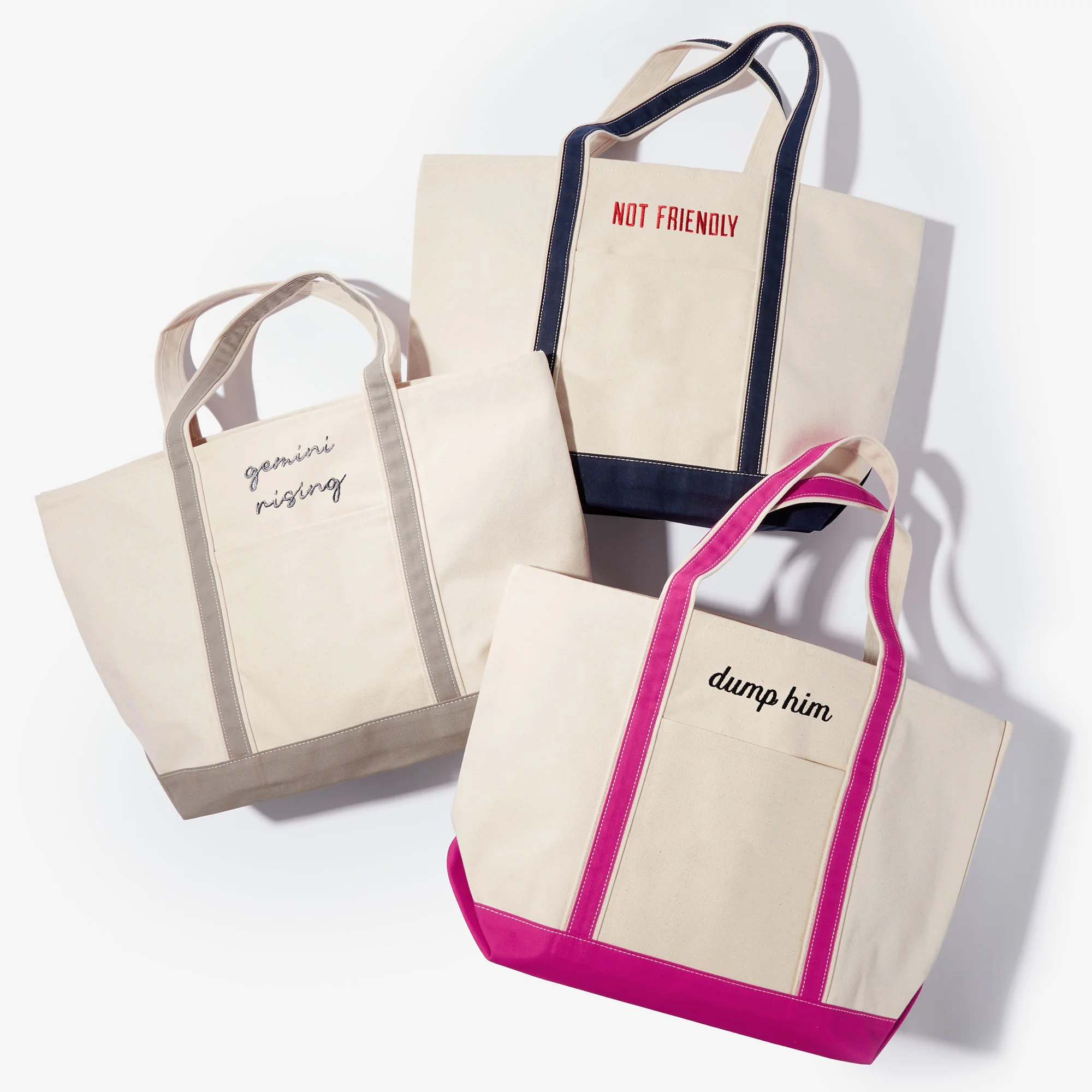 Embroidered Canvas Boat Tote