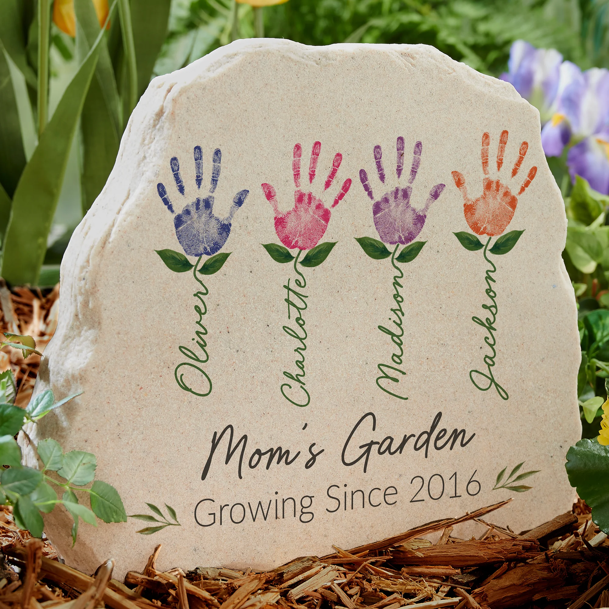Handprint Art Personalized Standing Garden Stone