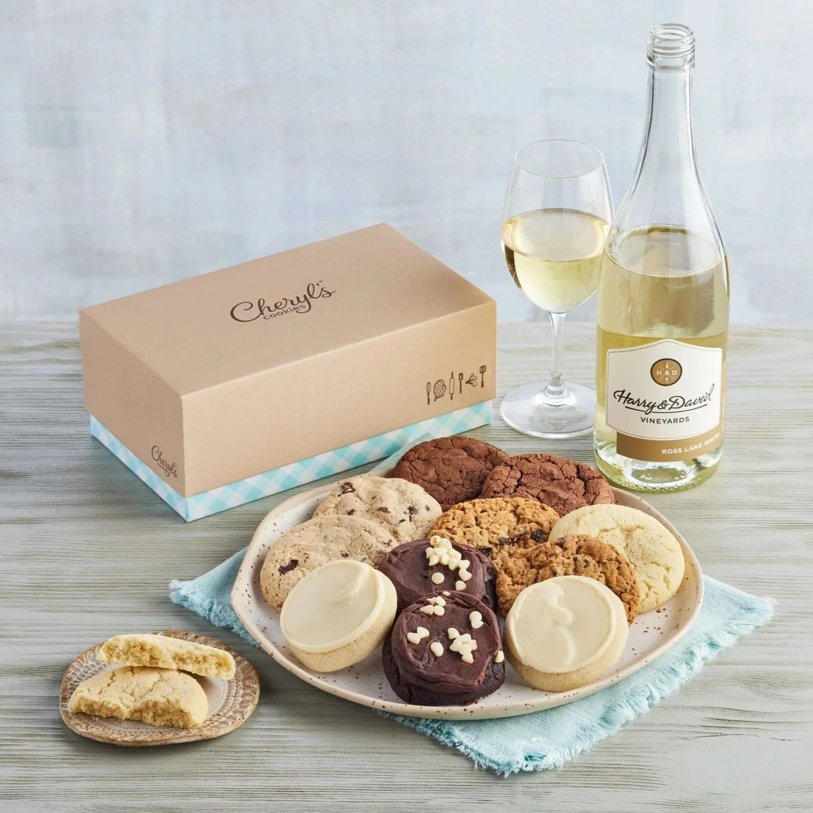White Wine and Cheryl’s Cookies Box