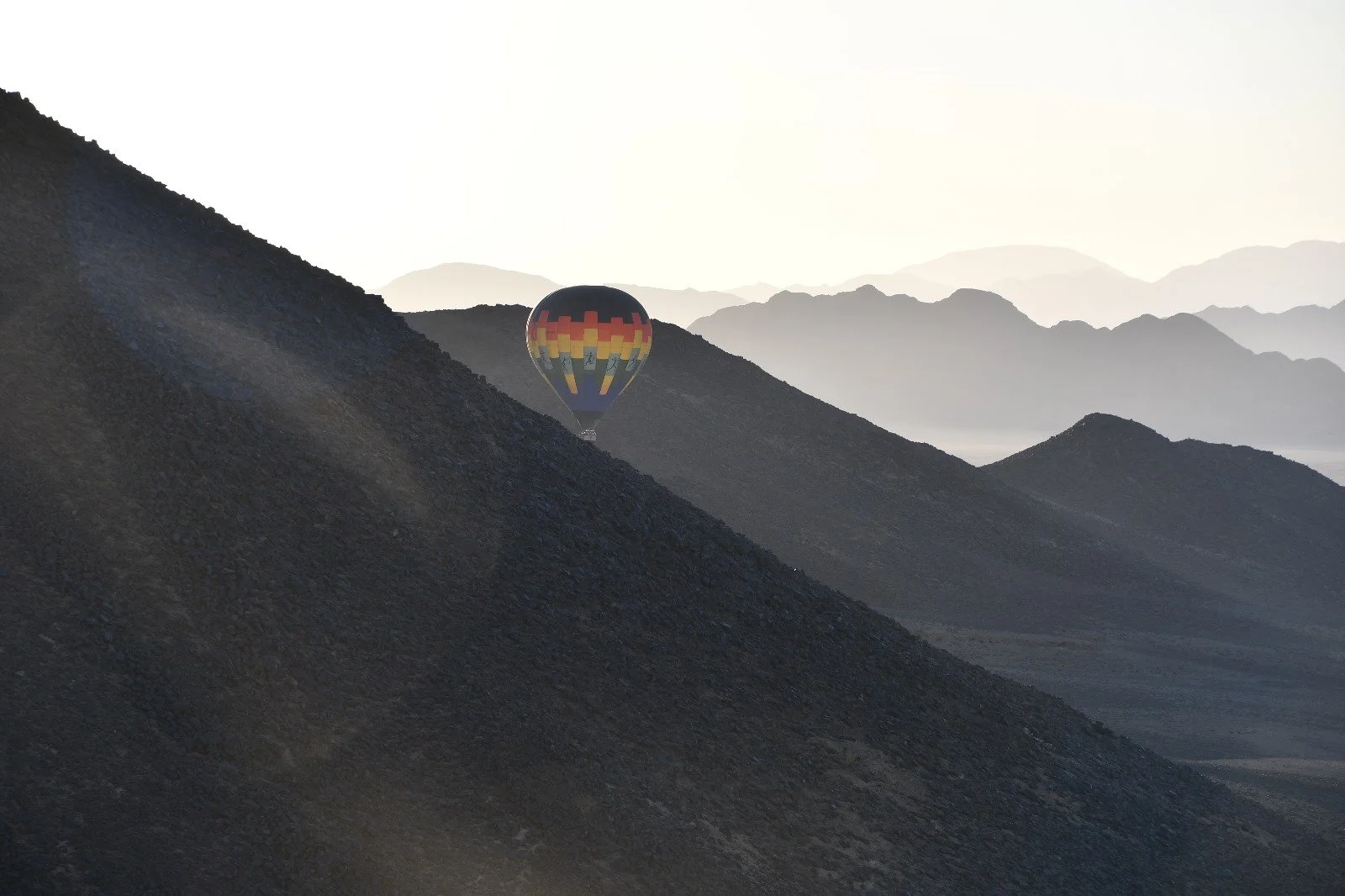 hot air balloon over Namibia mountain
