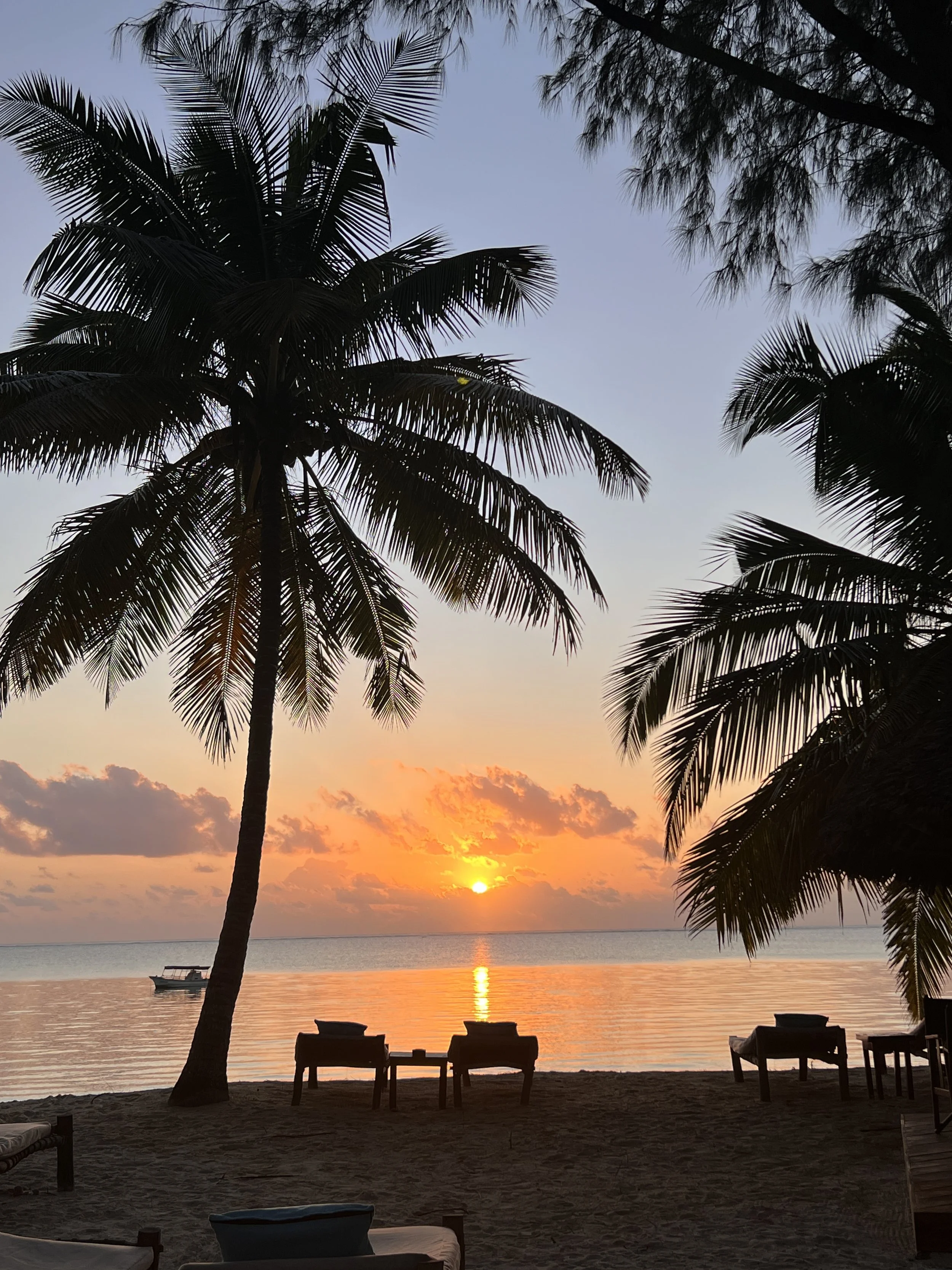 The sun sets into the Indian ocean on Zanzibar