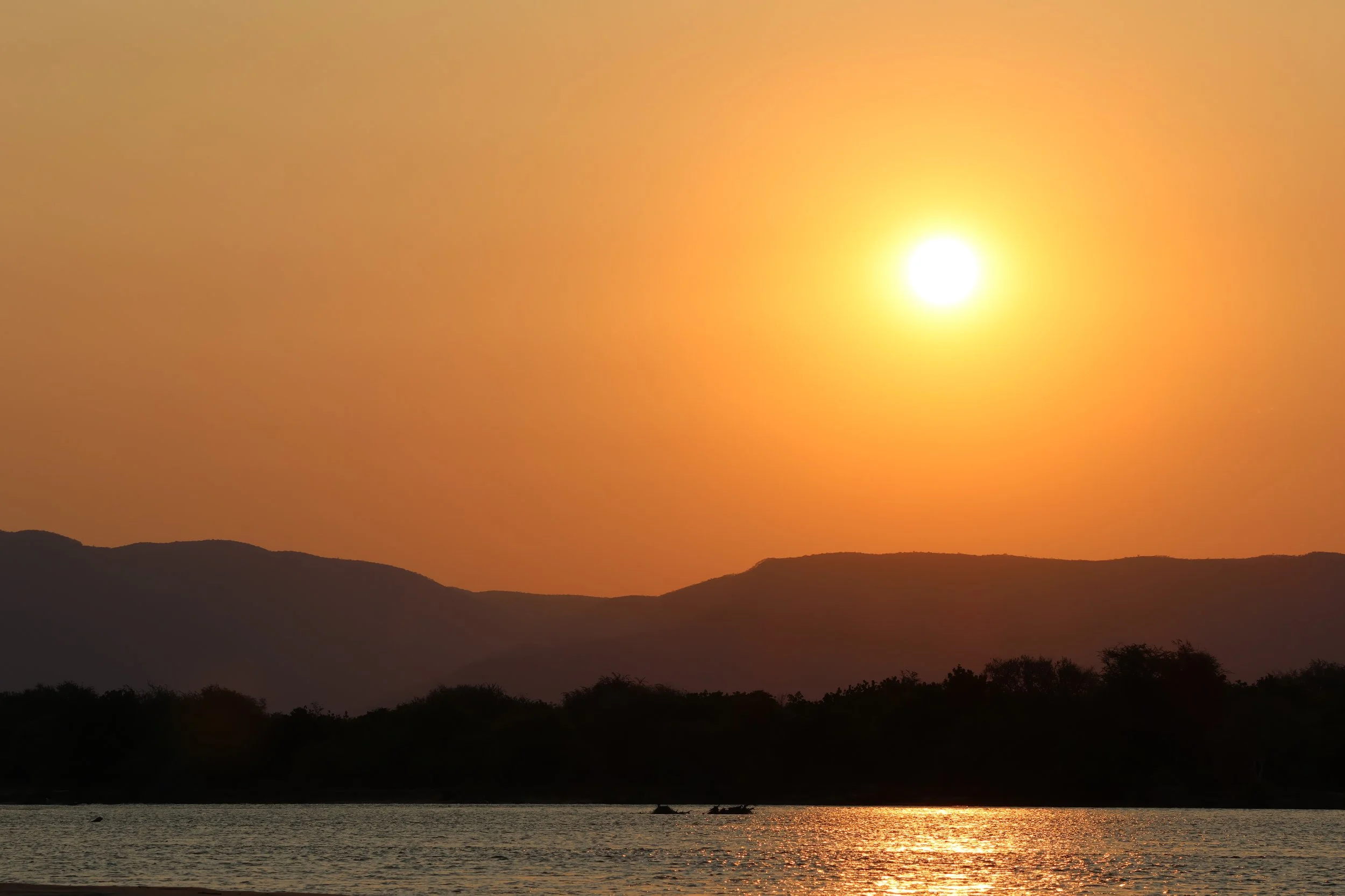 The sunset over the Zambezi escarpment