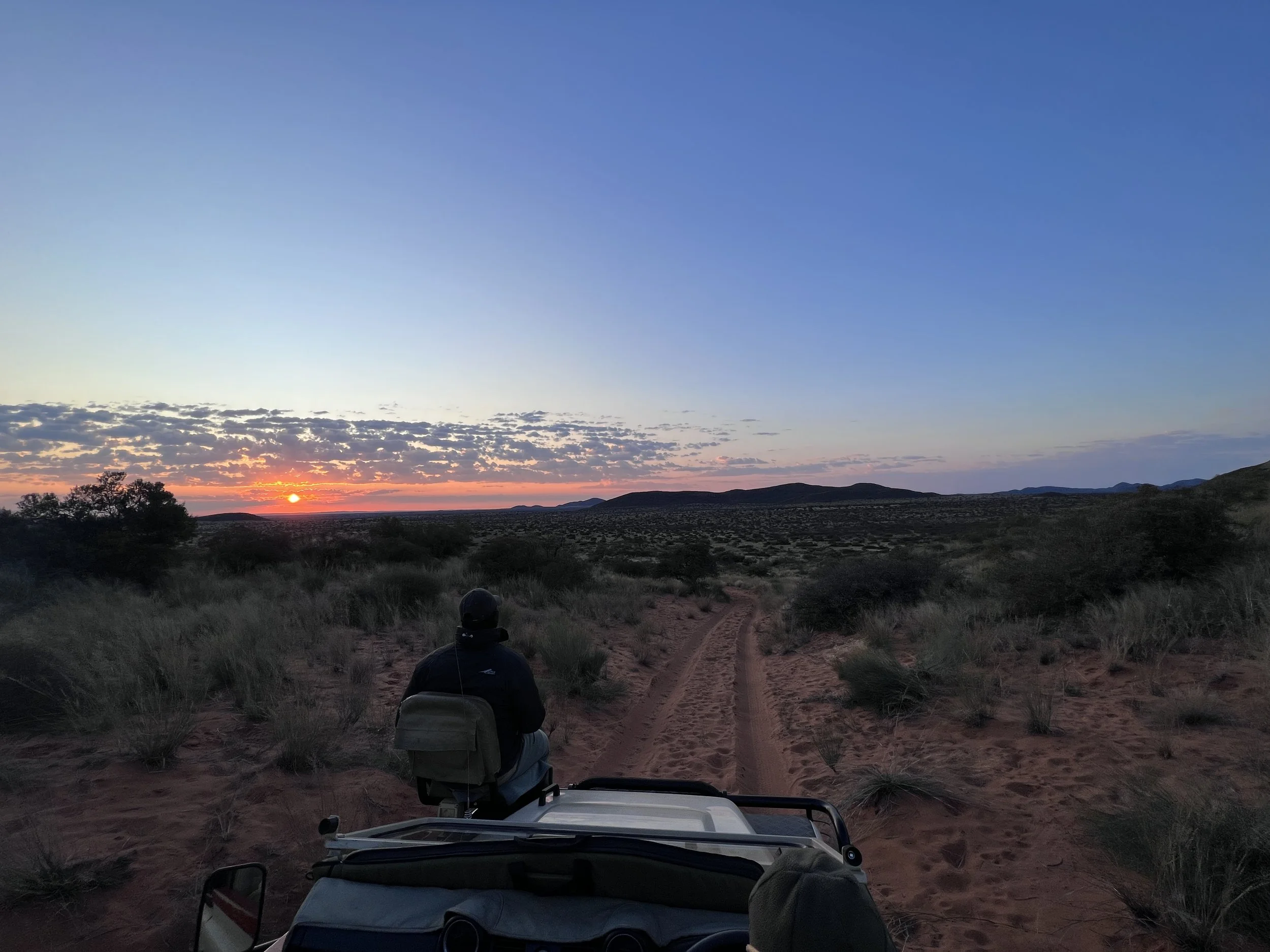 Setting out on a dawn game drive at Tswalu Kalahari